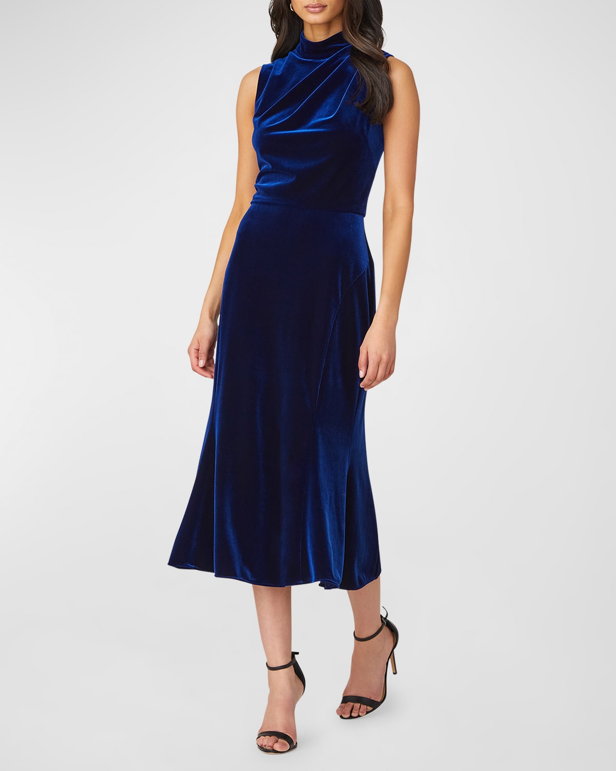 Shop Shoshanna Audrey Sleeveless Velvet Dress In Sapphire