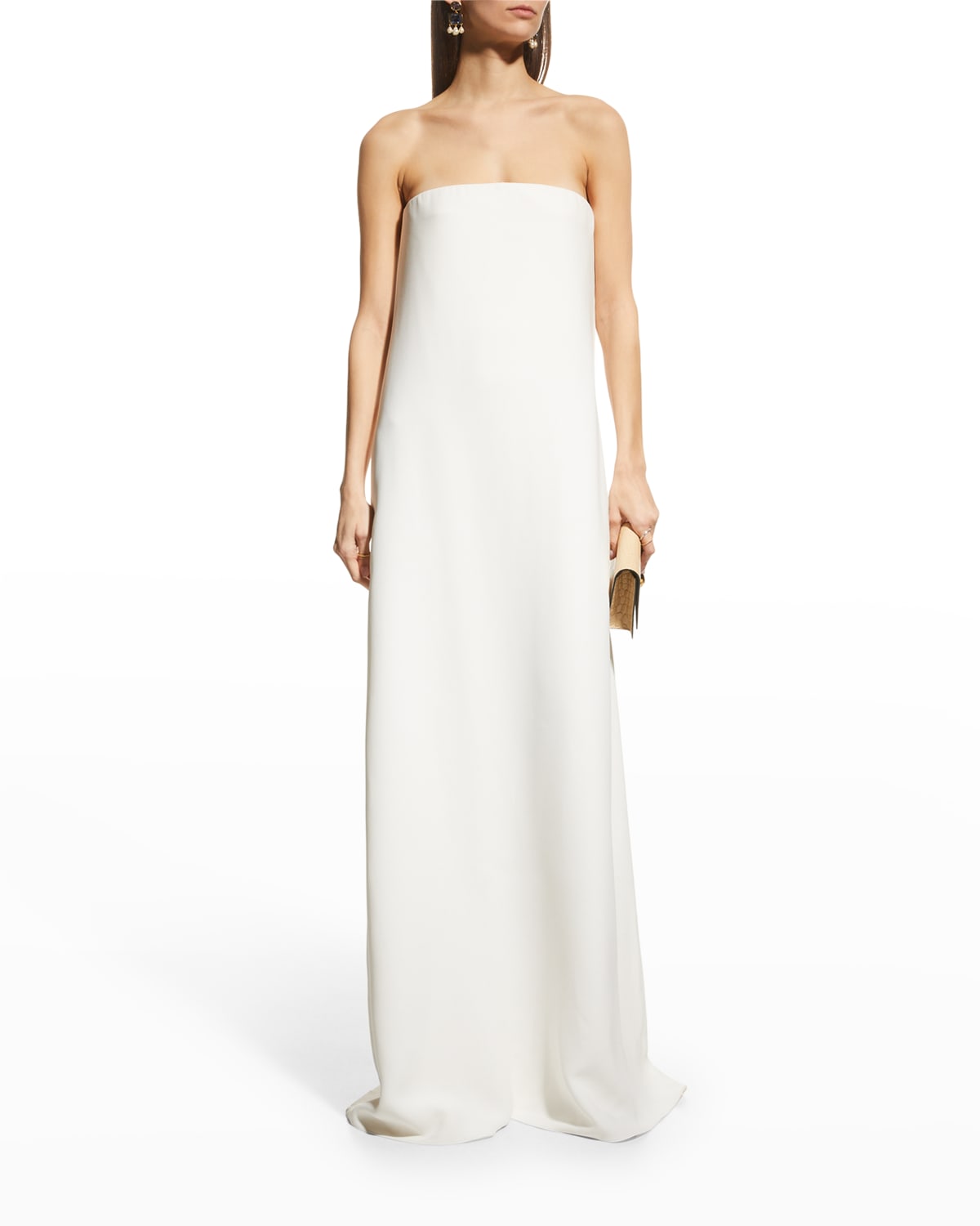 The Row Pau Strapless Silk Crepe De Chine Gown In Off White