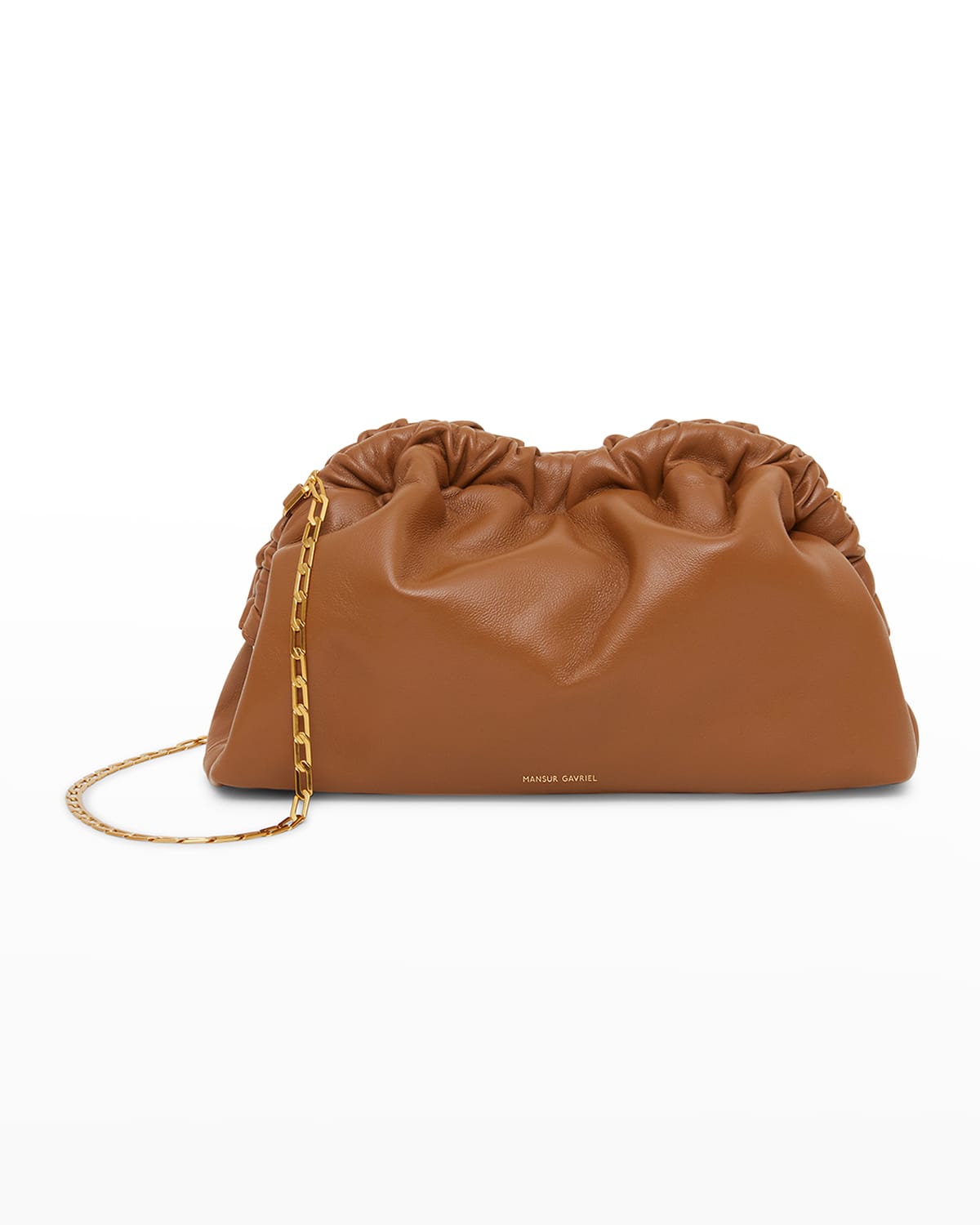 Mansur Gavriel Cloud Mini Chain Clutch Crossbody Bag In Camel