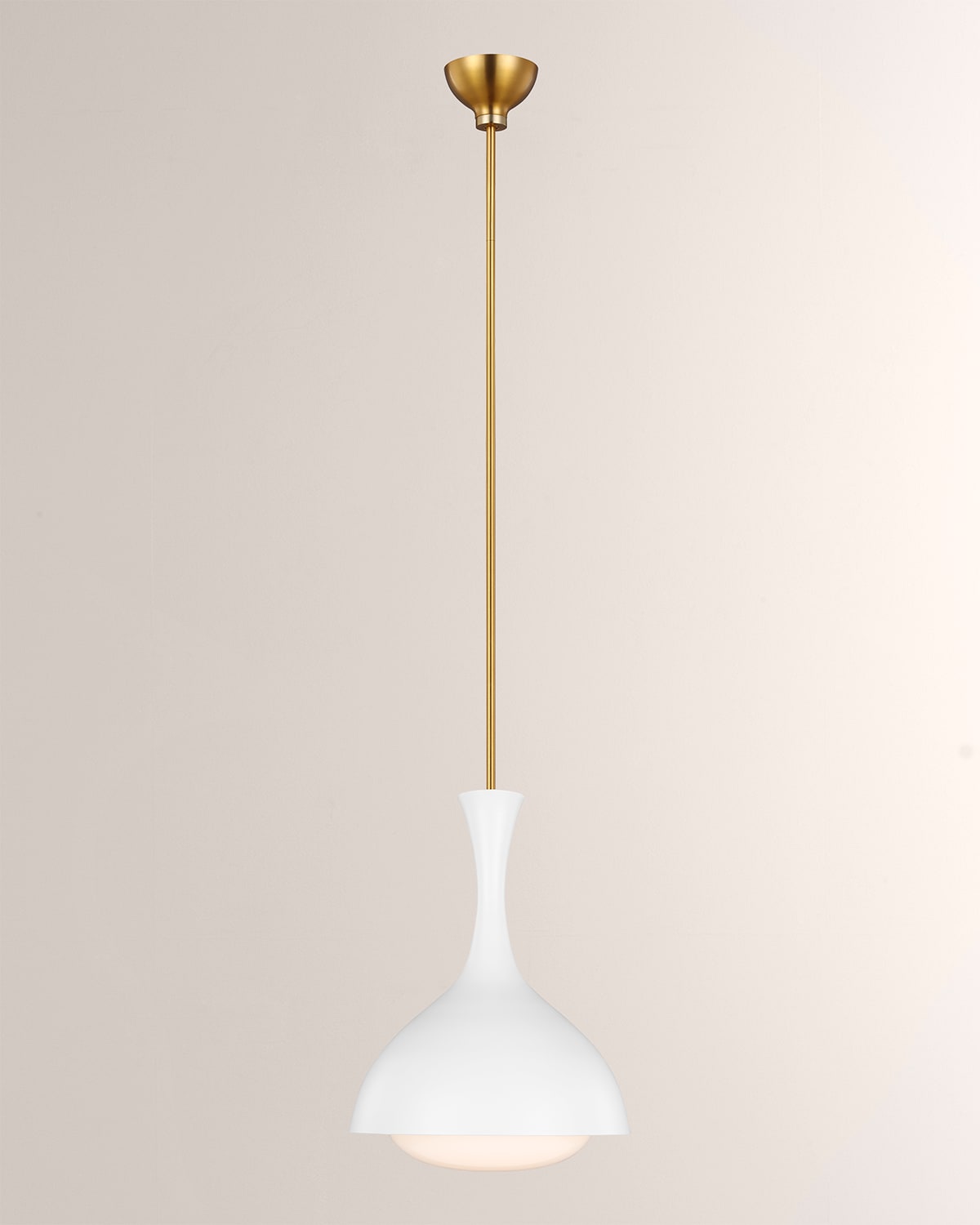 Shop Visual Comfort Studio 1 -light Small Pendant Lucerne By Aerin In Matte White And Burnished Brass