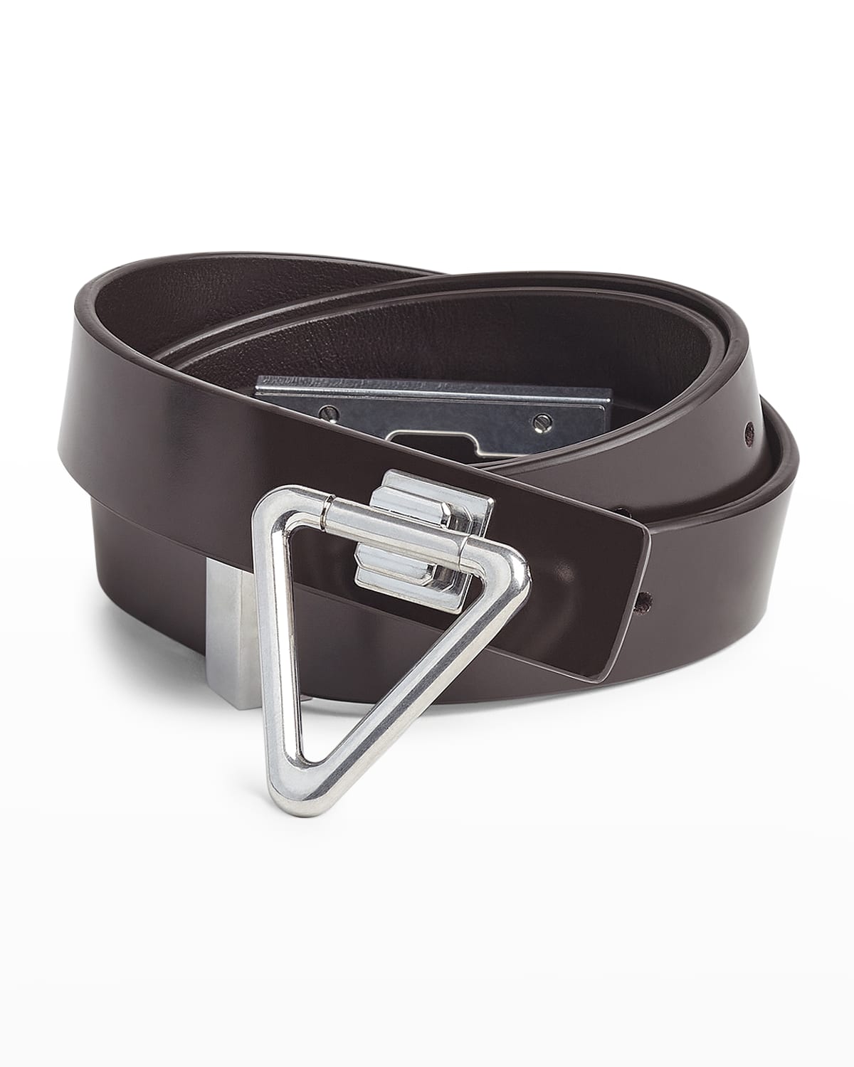 Triangle Twist-Lock Leather Skinny Belt
