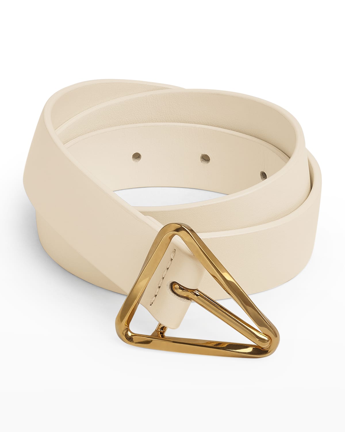Bottega Veneta Twisted Triangle Napa Buckle Belt In White / Gold
