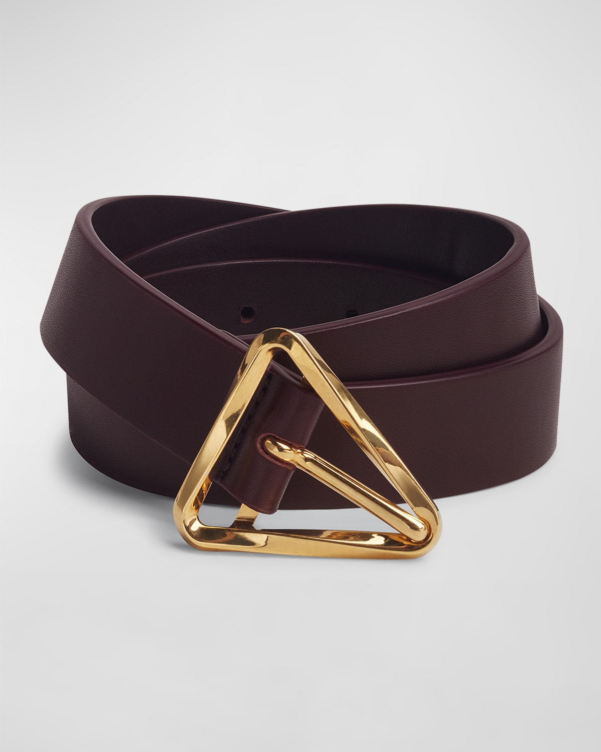 Bottega Veneta Twisted Triangle Napa Buckle Belt In Purple / Gold