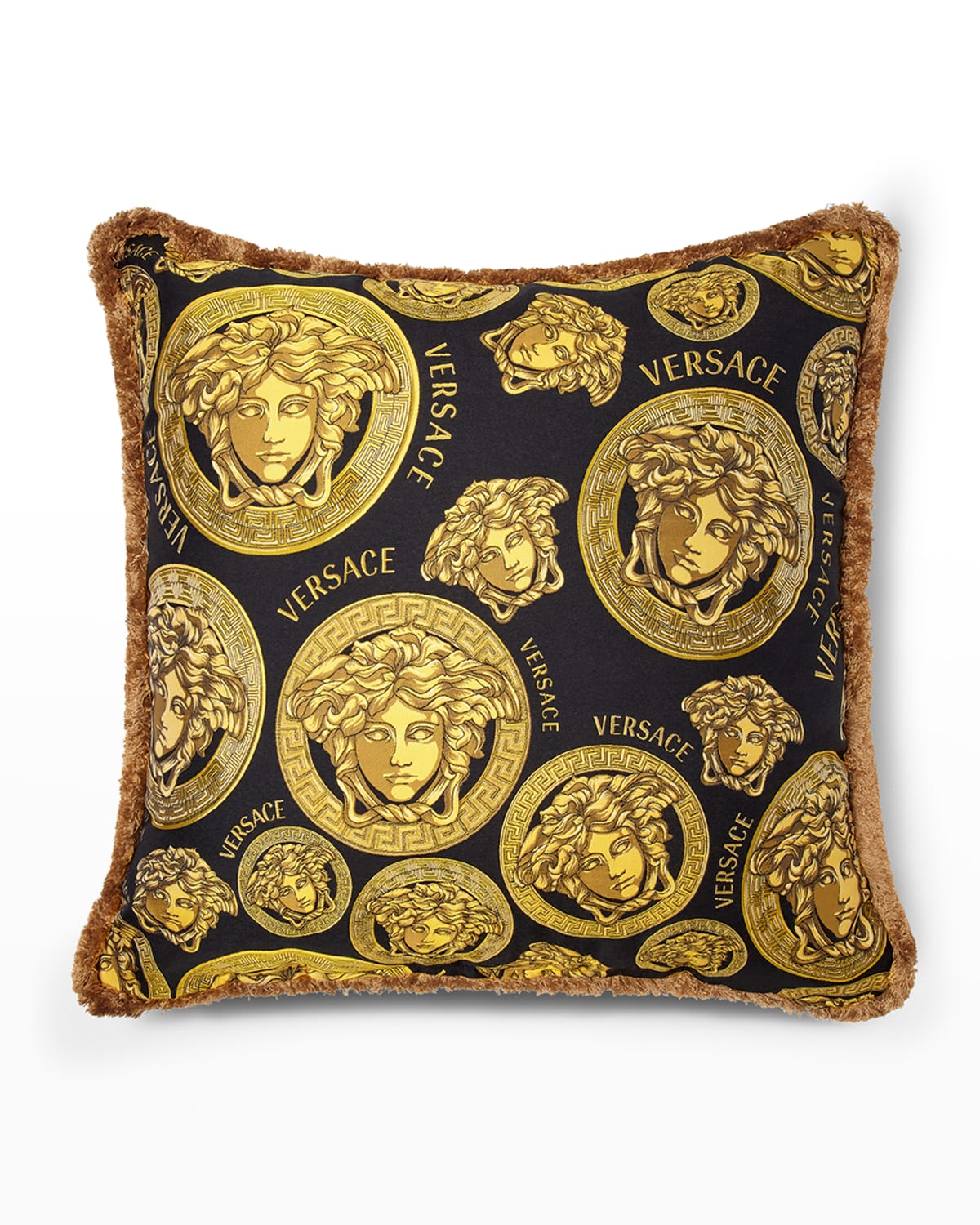 Shop Versace Home Collection Barocco Pillow, 27.5"sq. In Black-gold