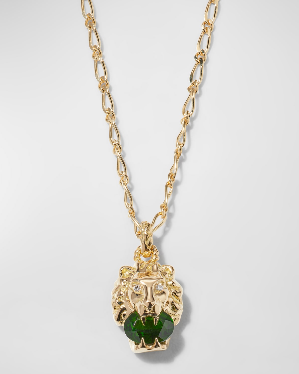 Gucci 18k Lion Head Necklace In Green