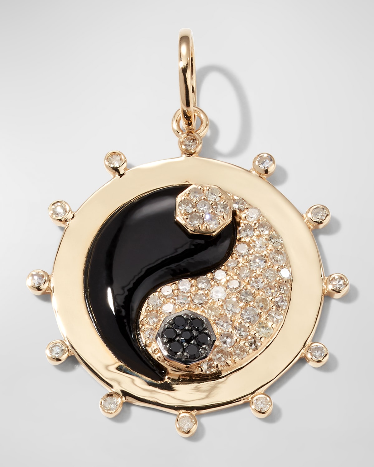 Kastel Jewelry 14k Yin-Yang Onyx and Diamond Pendant