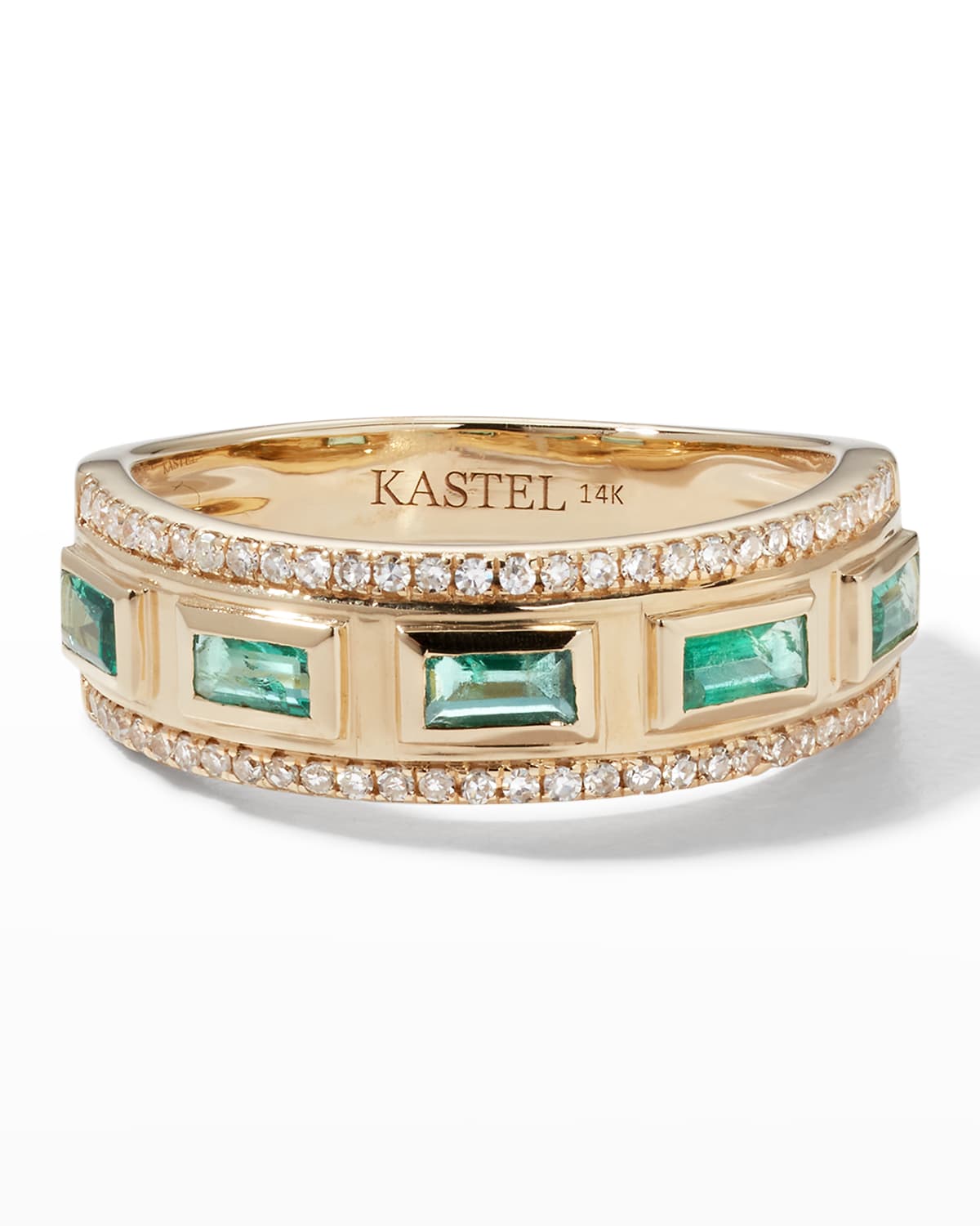 Kastel Jewelry 14k Emerald and Diamond Ring, Size 7