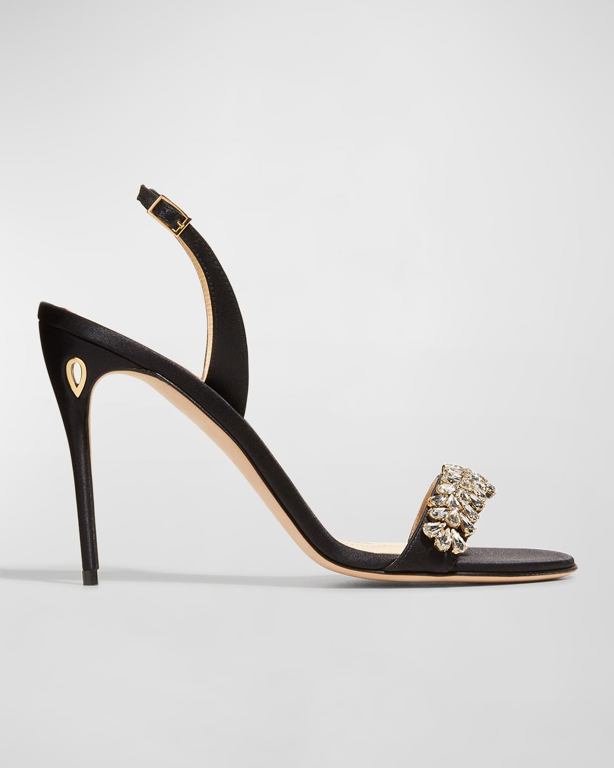 Jennifer Chamandi Tommaso Crystal Satin Halter Sandals