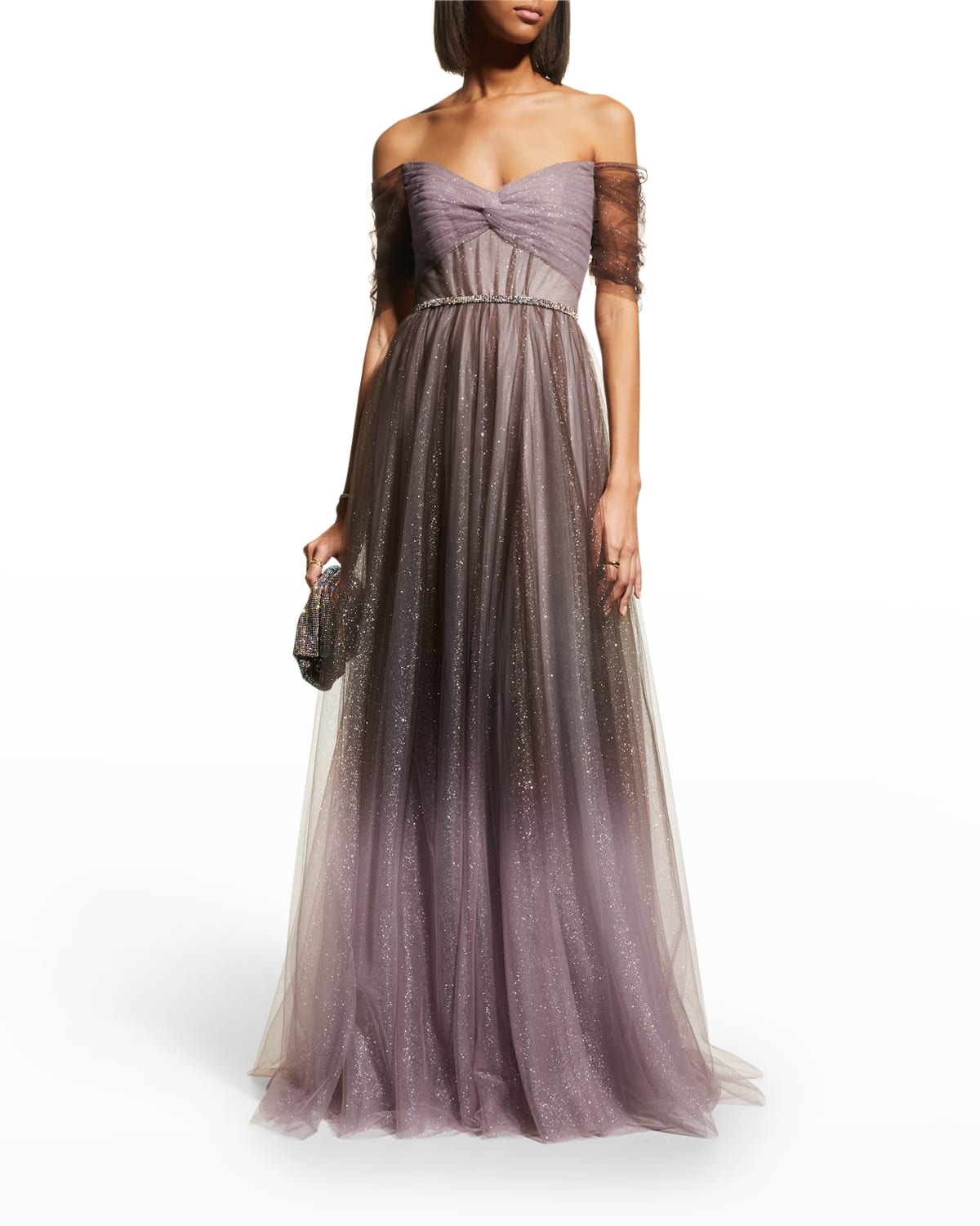 Jenny Packham Penelope Off-The-Shoulder Ombre Tulle Gown