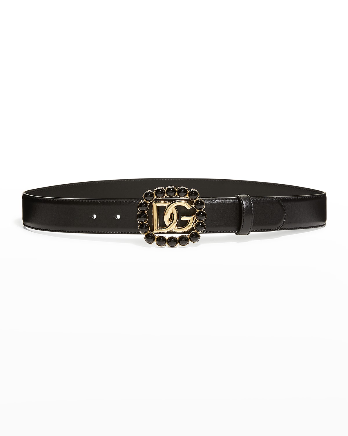 Shop Dolce & Gabbana Interlocking Dg Logo Glass Pearl Belt In Nero