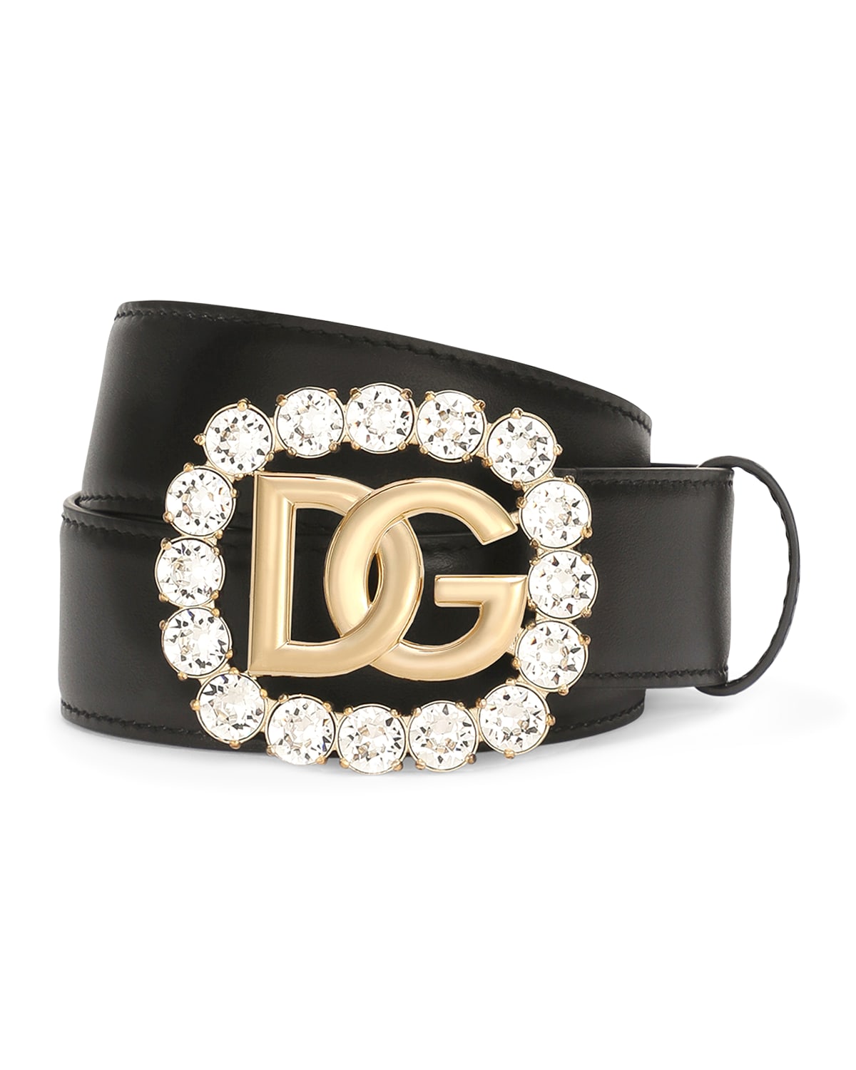 Dolce & Gabbana Dg Jewel-embellish Leather Belt In Nero Crystal