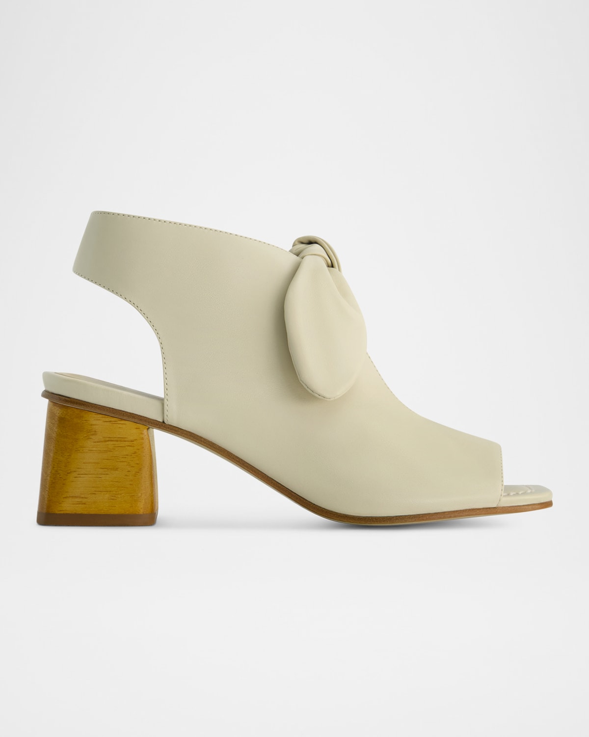 Shop Bernardo Lizzie Leather Knot Zip Sandals In Eggshell Glove Leather