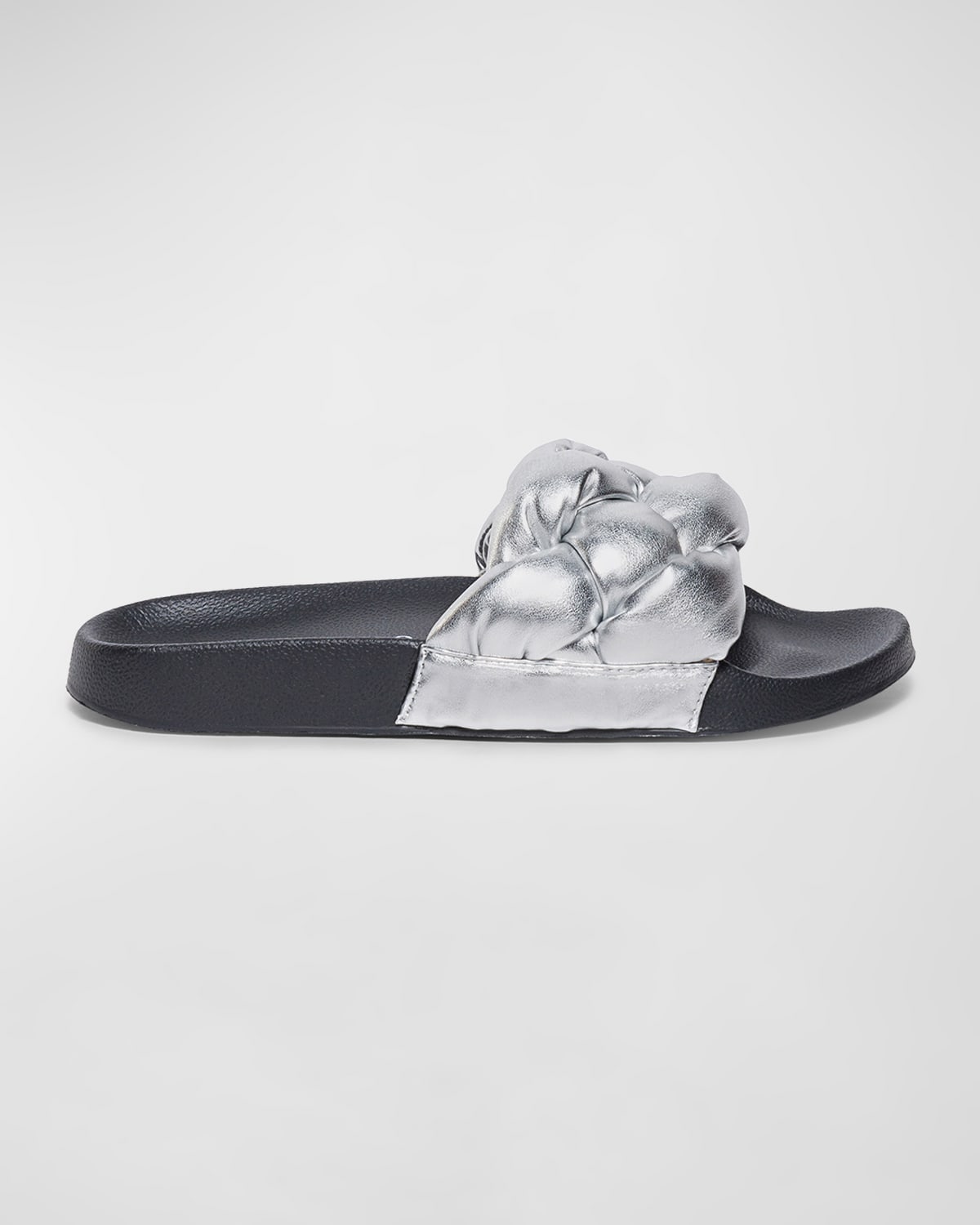 BERNARDO RYLEE BRAIDED METALLIC SLIDE SANDALS