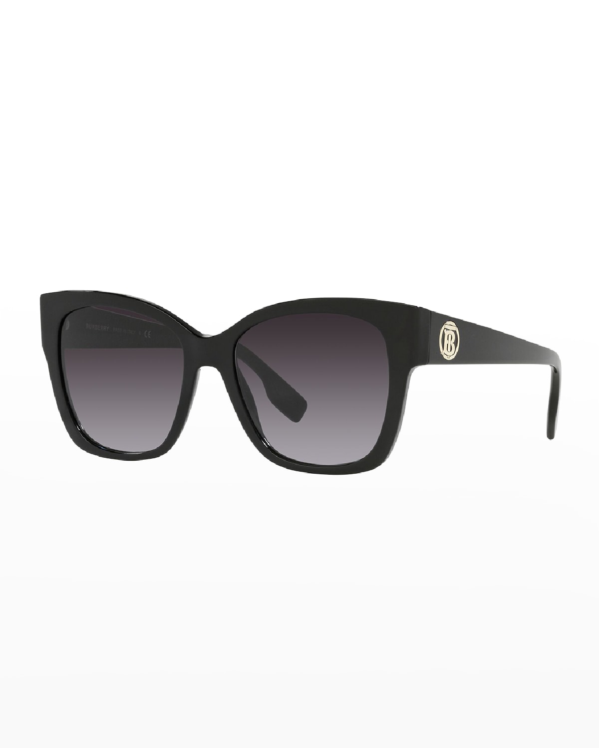 Burberry Check Detail Square Frame Sunglasses In Black
