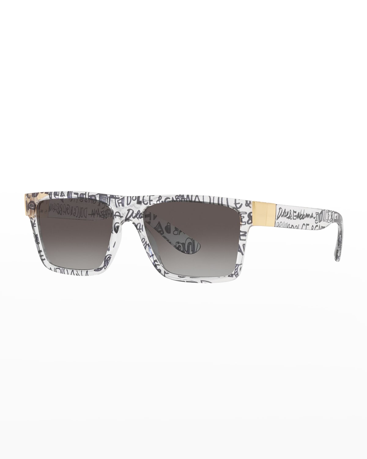 Dolce & Gabbana Graffiti-print Square-frame Sunglasses In Clear Gray