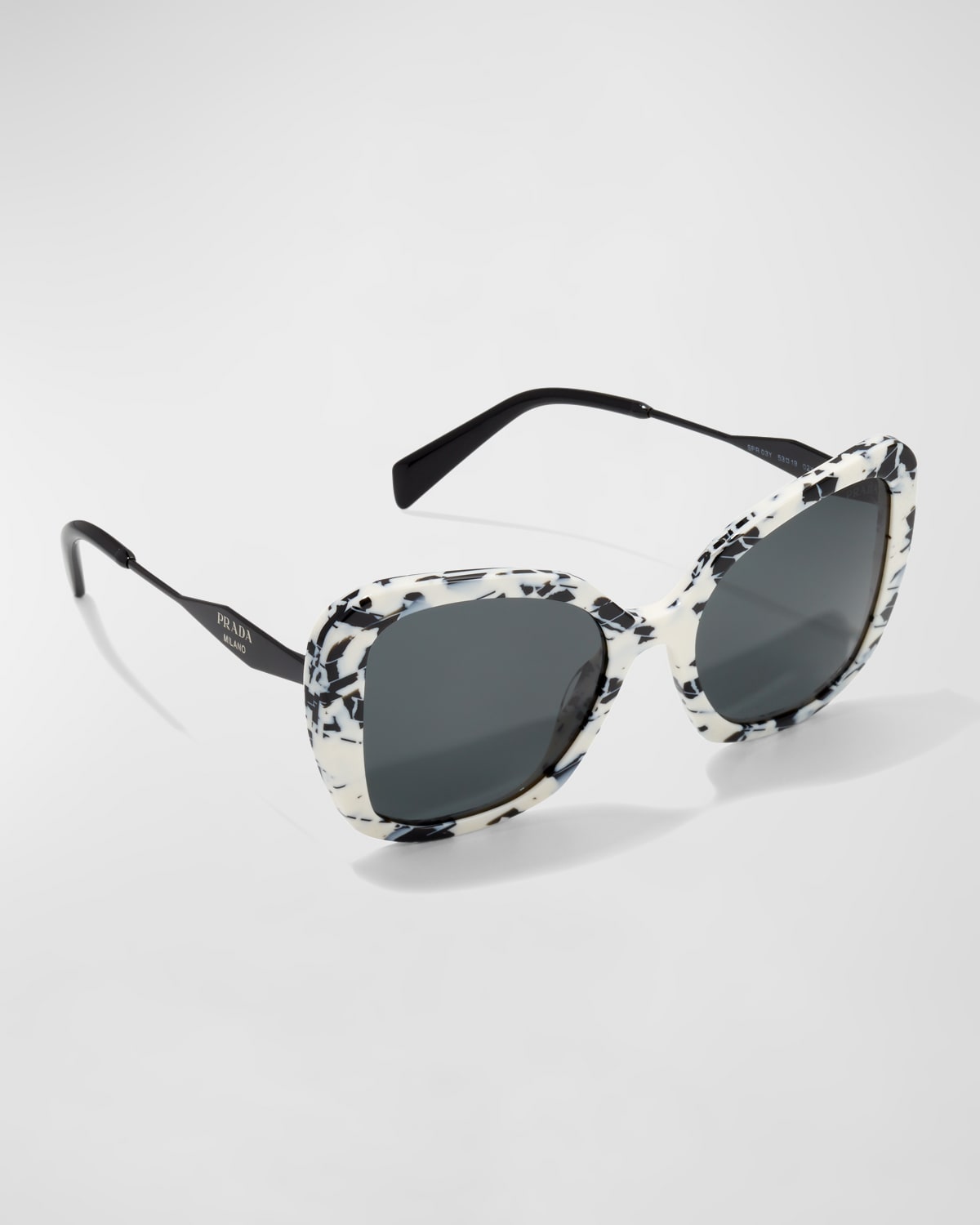 Prada Marble Acetate Cat-eye Sunglasses In Abstract Talc