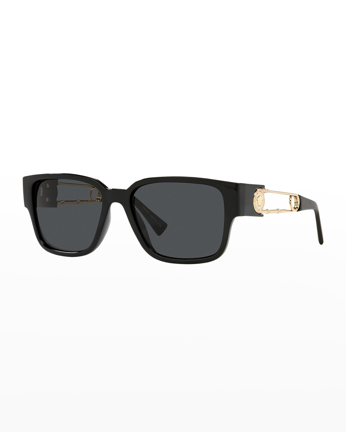 Versace Havana 57mm Rectangular Sunglasses In Blk