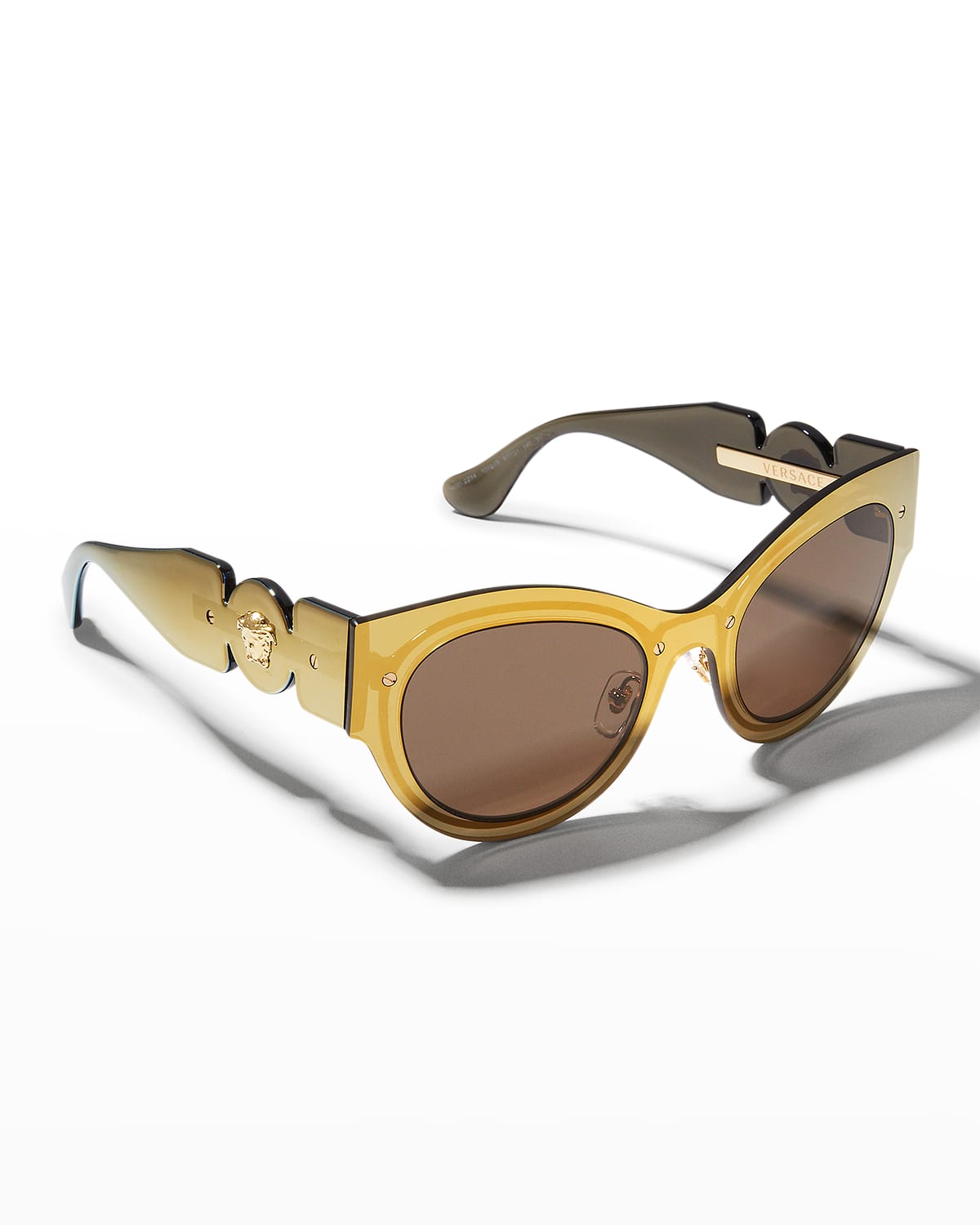 Versace Medusa Metal Cat-eye Sunglasses In Clear Brown