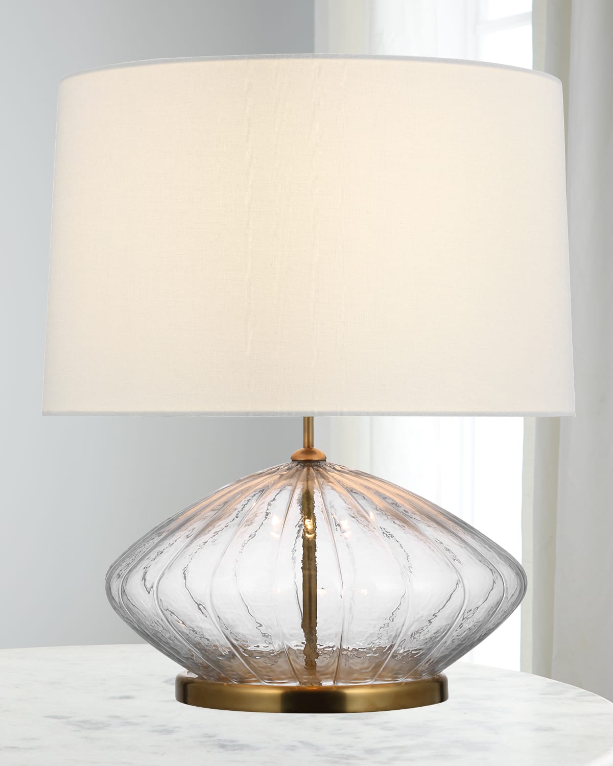 Shop Visual Comfort Signature Everleigh Medium Fluted Table Lamp By Kate Spade New York In Clear Glass