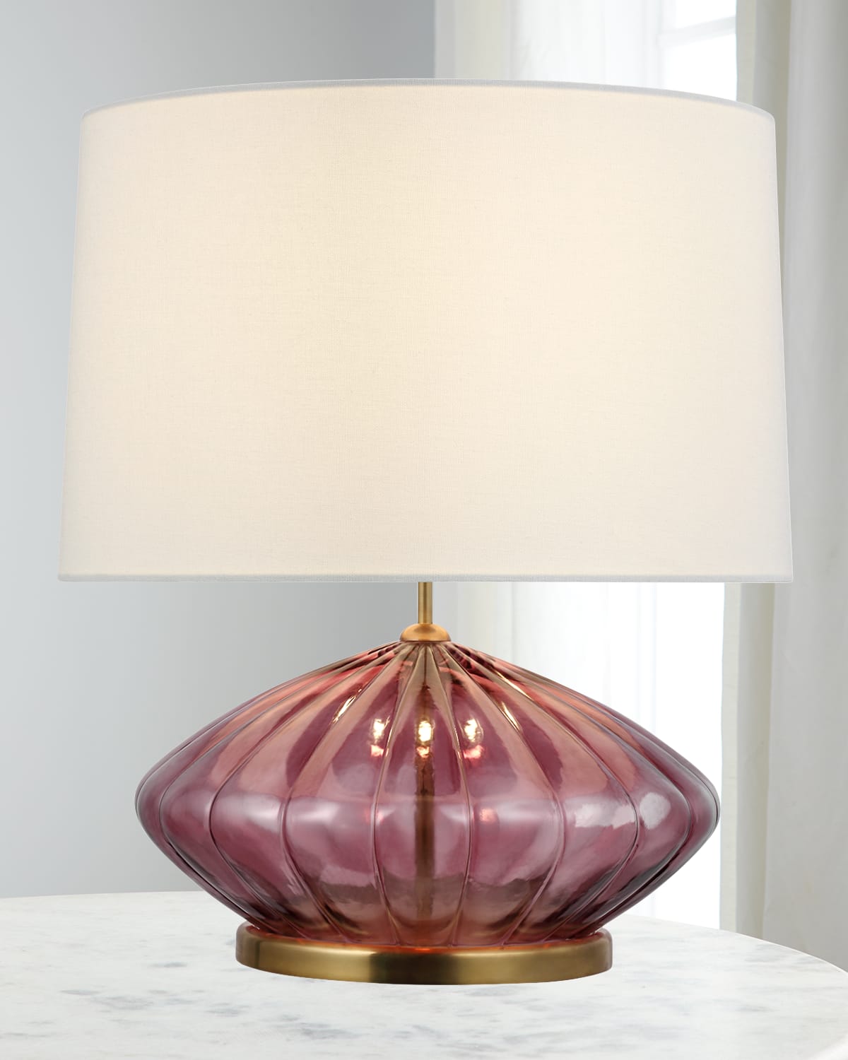 Shop Visual Comfort Signature Everleigh Medium Fluted Table Lamp By Kate Spade New York In Orchid