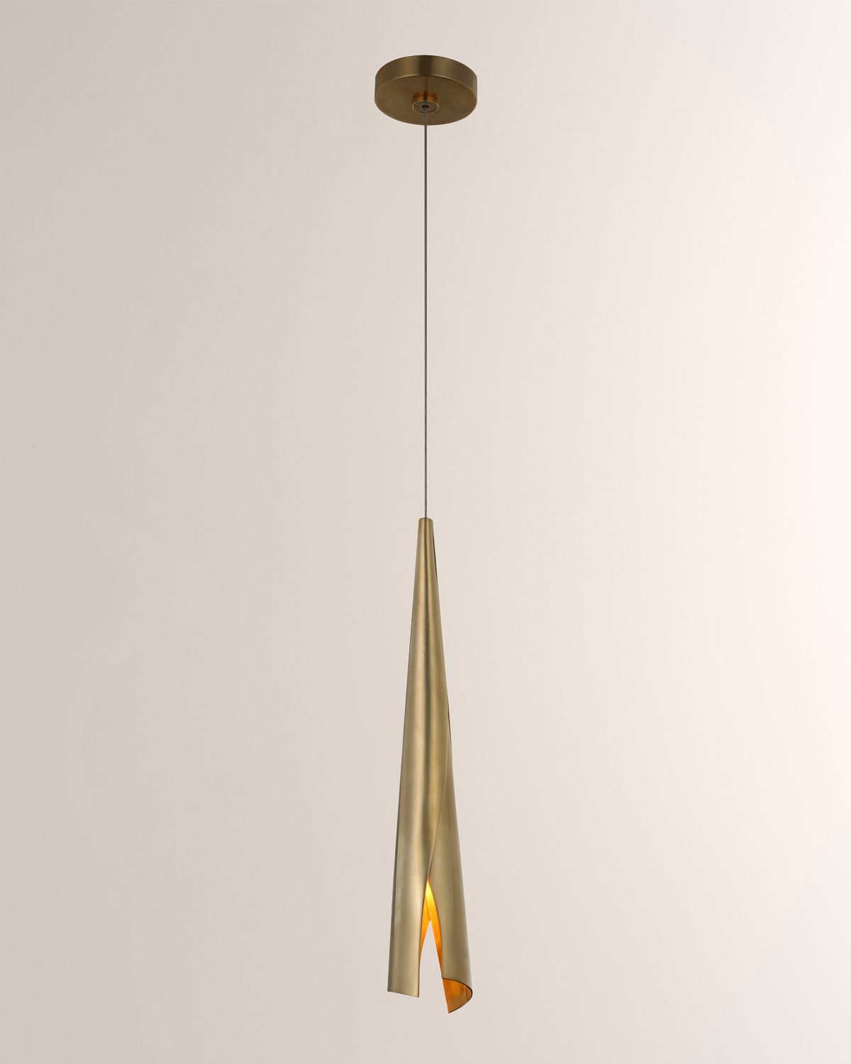 Shop Visual Comfort Signature Piel Delicate Wrapped Pendant By Kelly Wearstler In Antique-burnished Brass