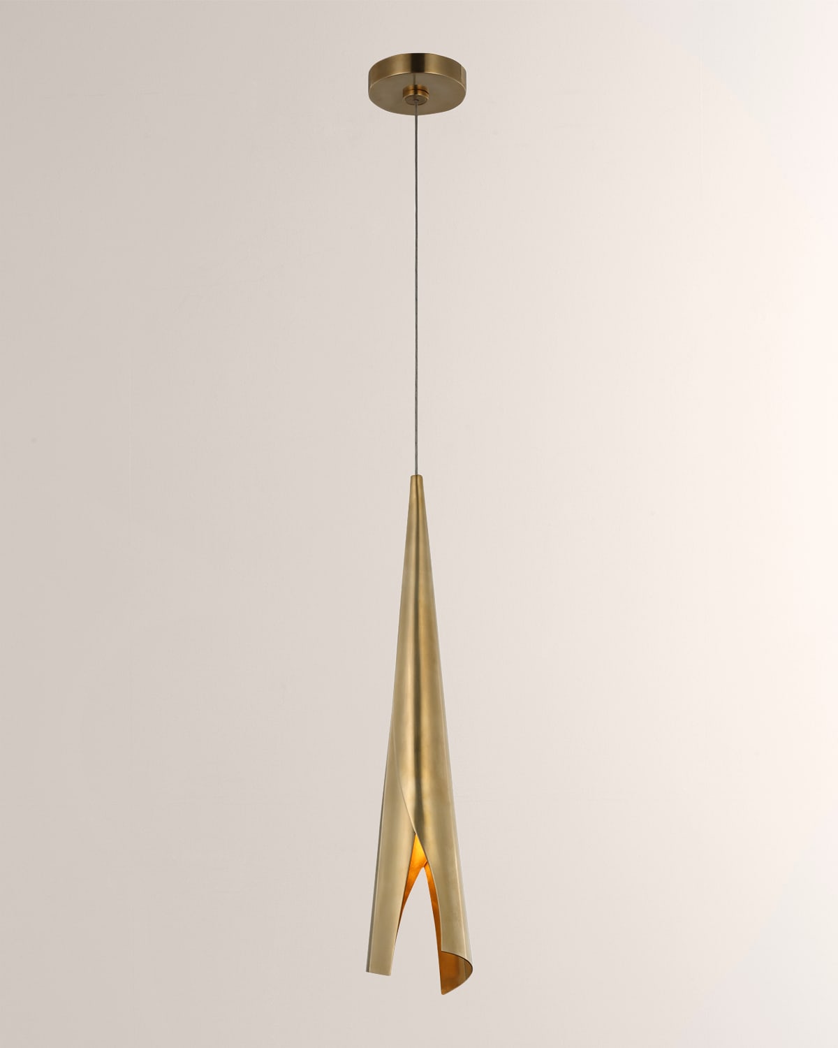 Shop Visual Comfort Signature Piel Small Wrapped Pendant By Kelly Wearstler In Antique-burnished Brass