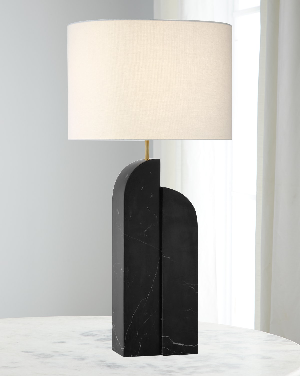 Shop Visual Comfort Signature Savoye Large Right Table Lamp By Kelly Wearstler In Black Marble