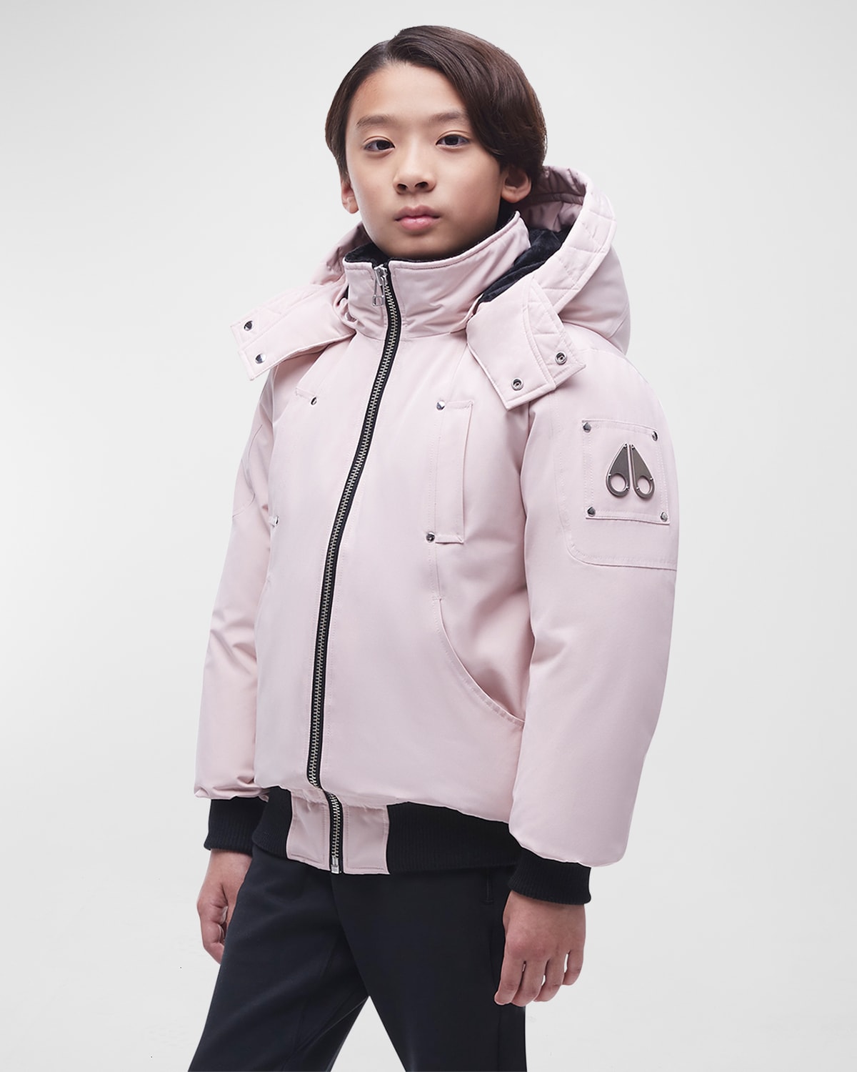 Moose Knuckles Kid's Detachable-hooded Bomber Jacket In Pink | ModeSens