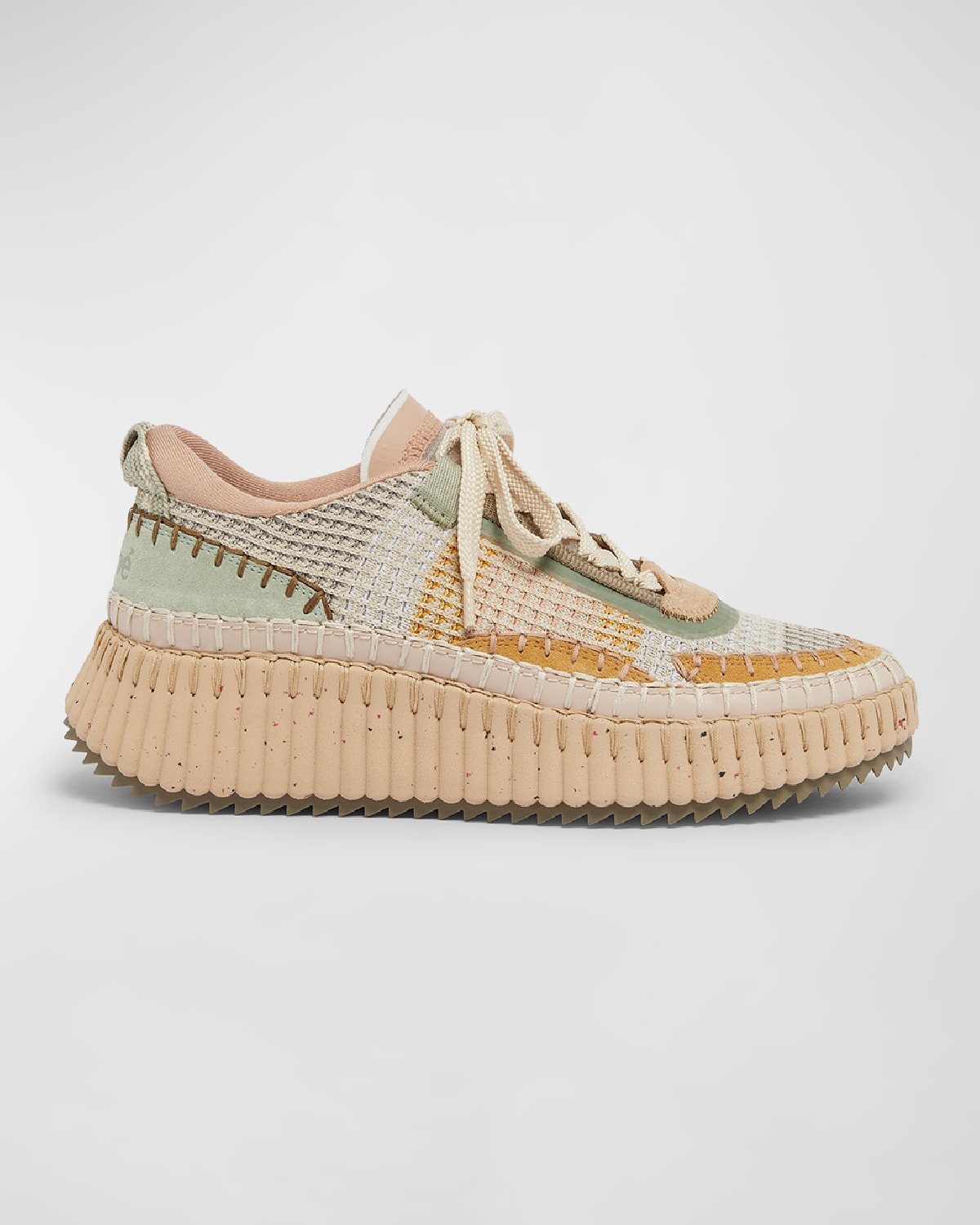 Shop Chloé Nama Stitch Walking Sneakers In Milky Mint