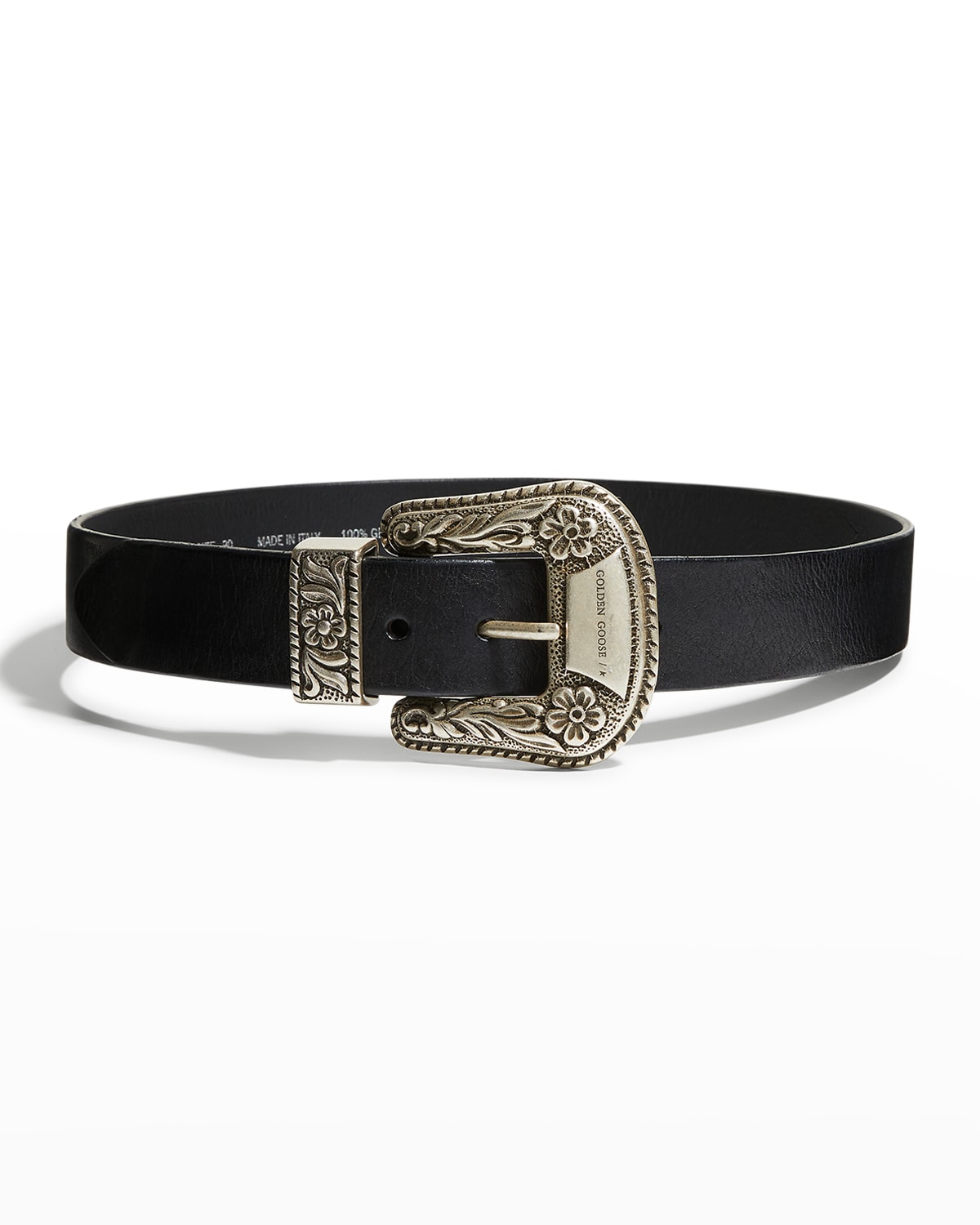 Golden Goose Deluxe Brand Black Vintage Effect Washed Leather Belt In Black