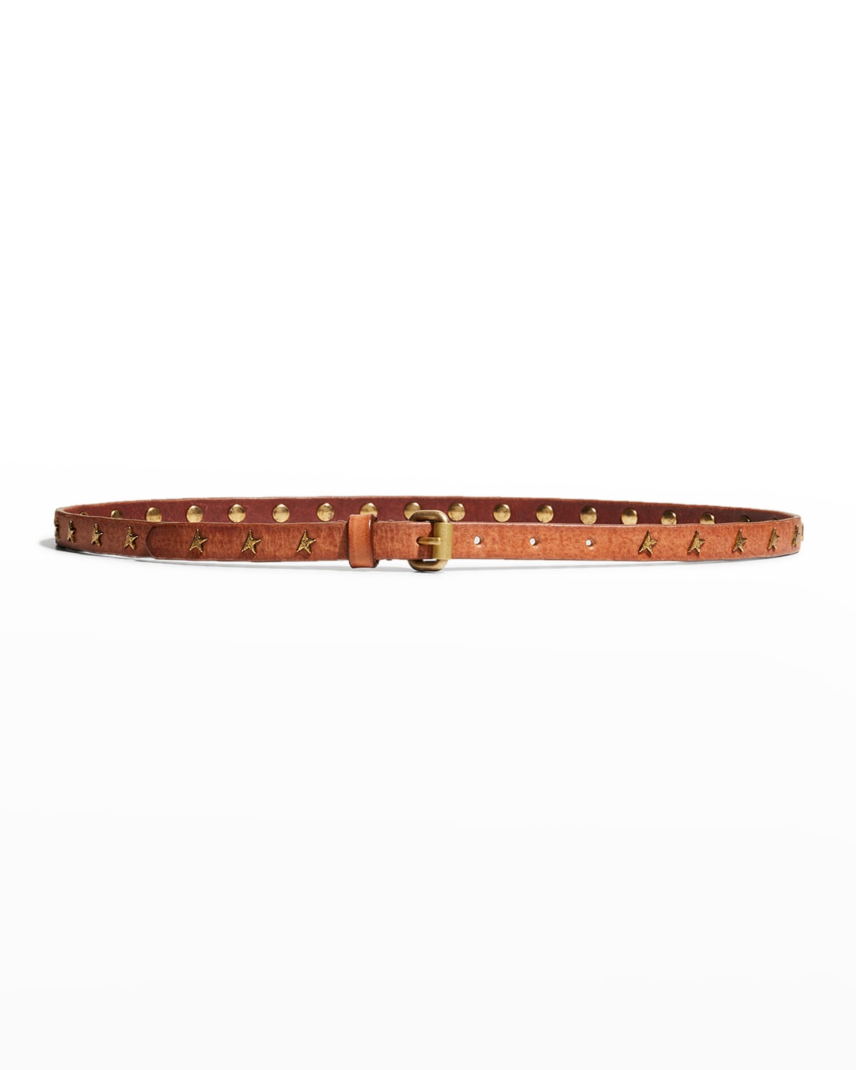 GOLDEN GOOSE MOLLY STAR STUDDED LEATHER SKINNY BELT