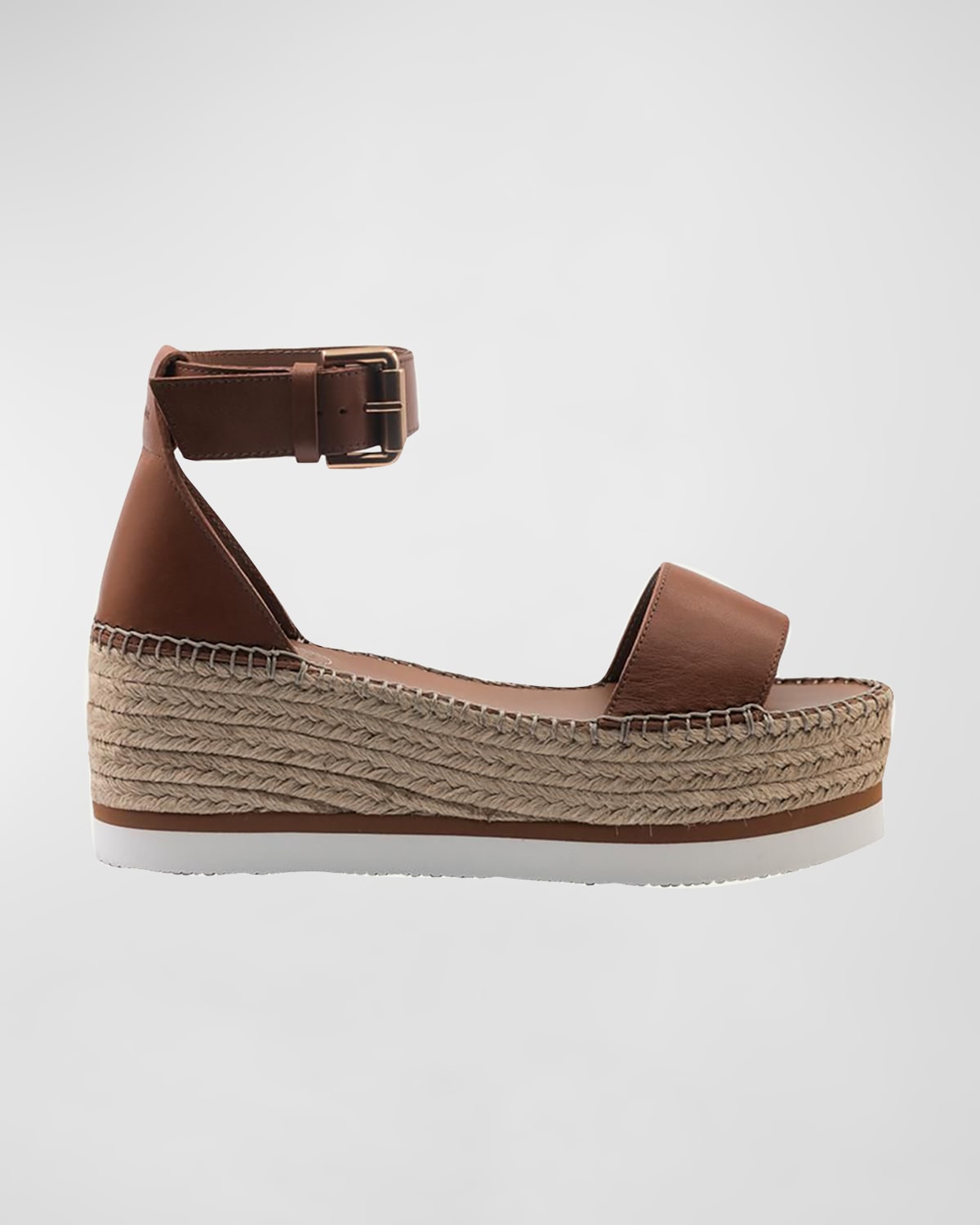 Shop See By Chloé Glyn Leather Flatform Espadrille Sandals In Tan