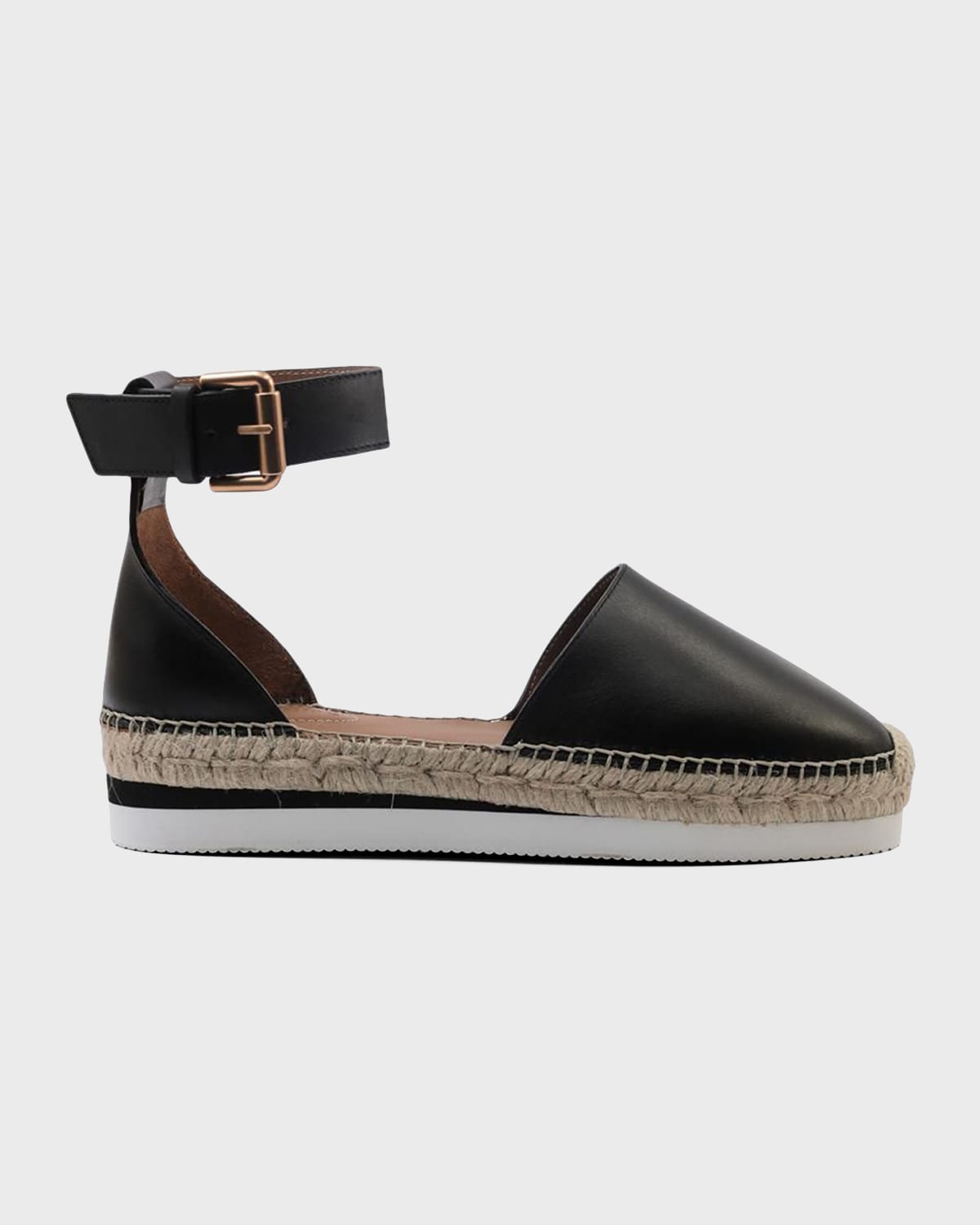 Shop See By Chloé Glyn Leather Ankle-strap Espadrilles In Black