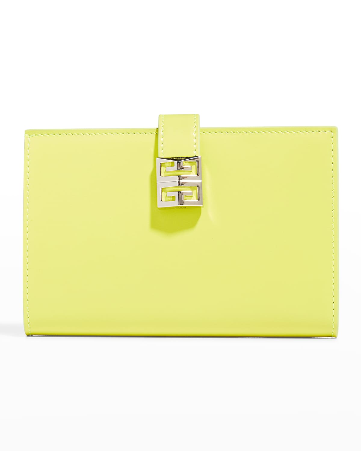 Givenchy Medium 4g Leather Bifold Wallet In Fluo Yellow