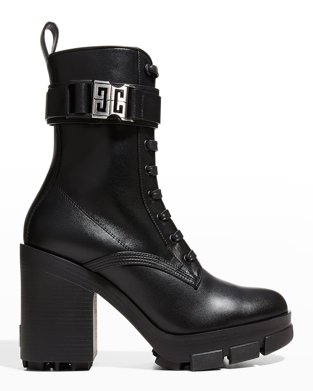 Givenchy Terra Leather Heeled Combat Boots