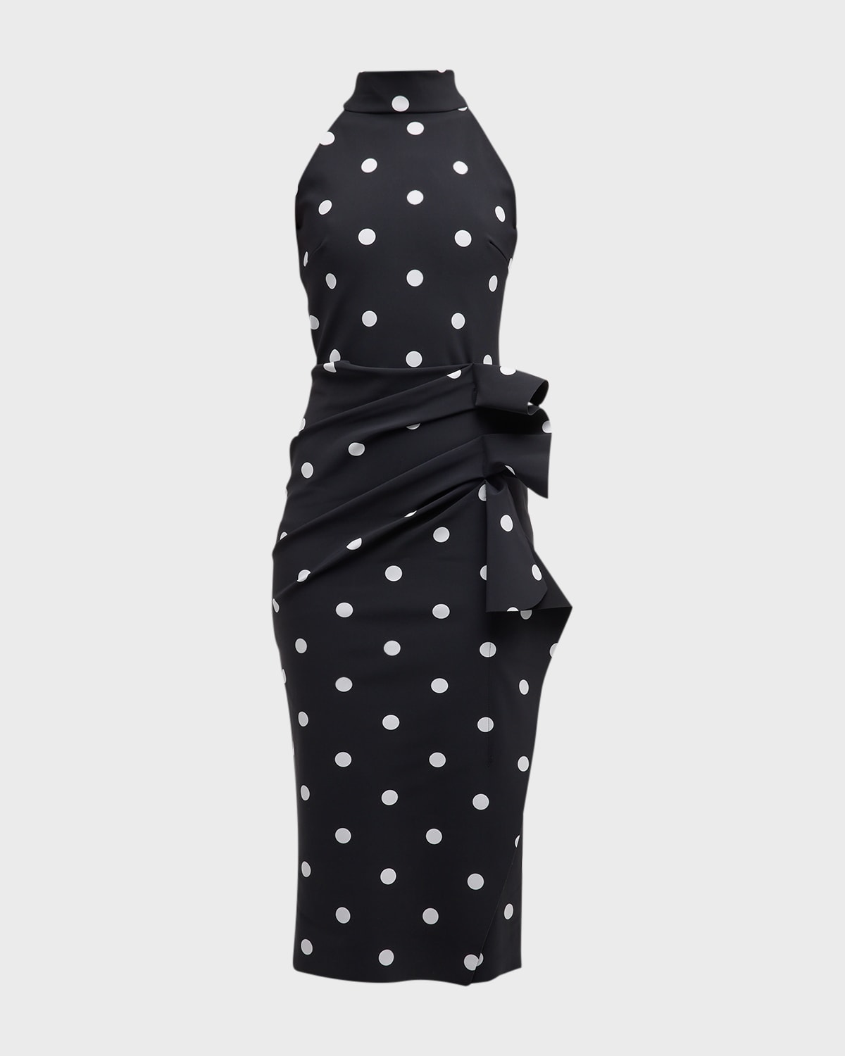 Chiara Boni La Petite Robe Printed Sleeveless Side-drape Dress In Polka Dot