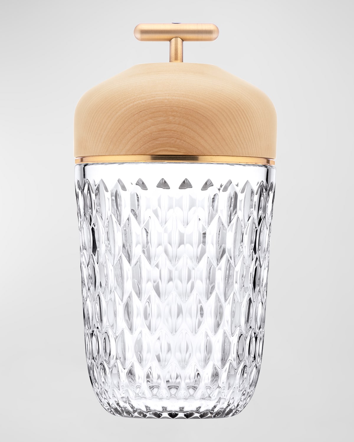 Saint Louis Crystal Folia Clear Woodbrushed Brass Finish Portable Lamp