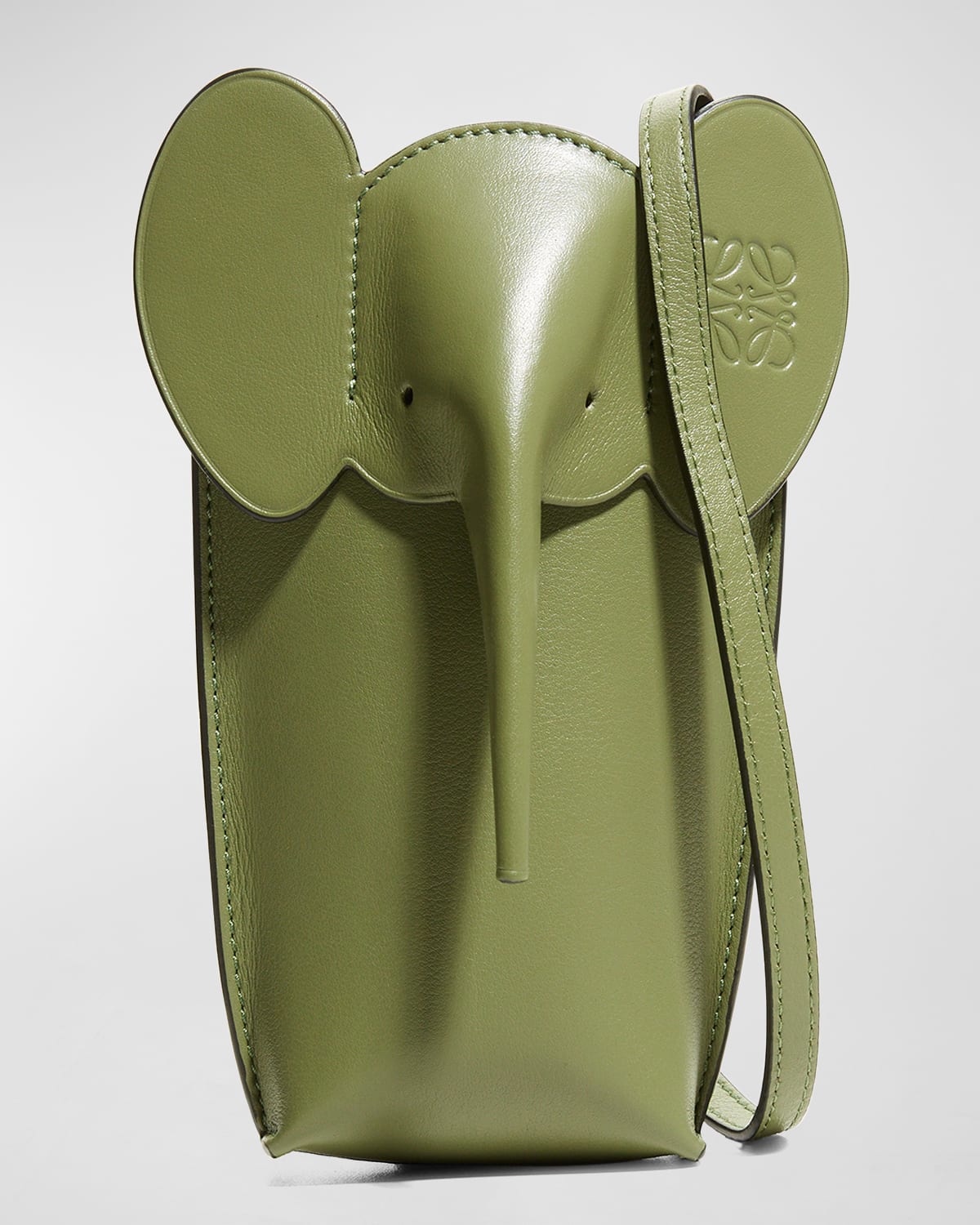 Loewe Elephant Pouch Crossbody Bag In Avocado