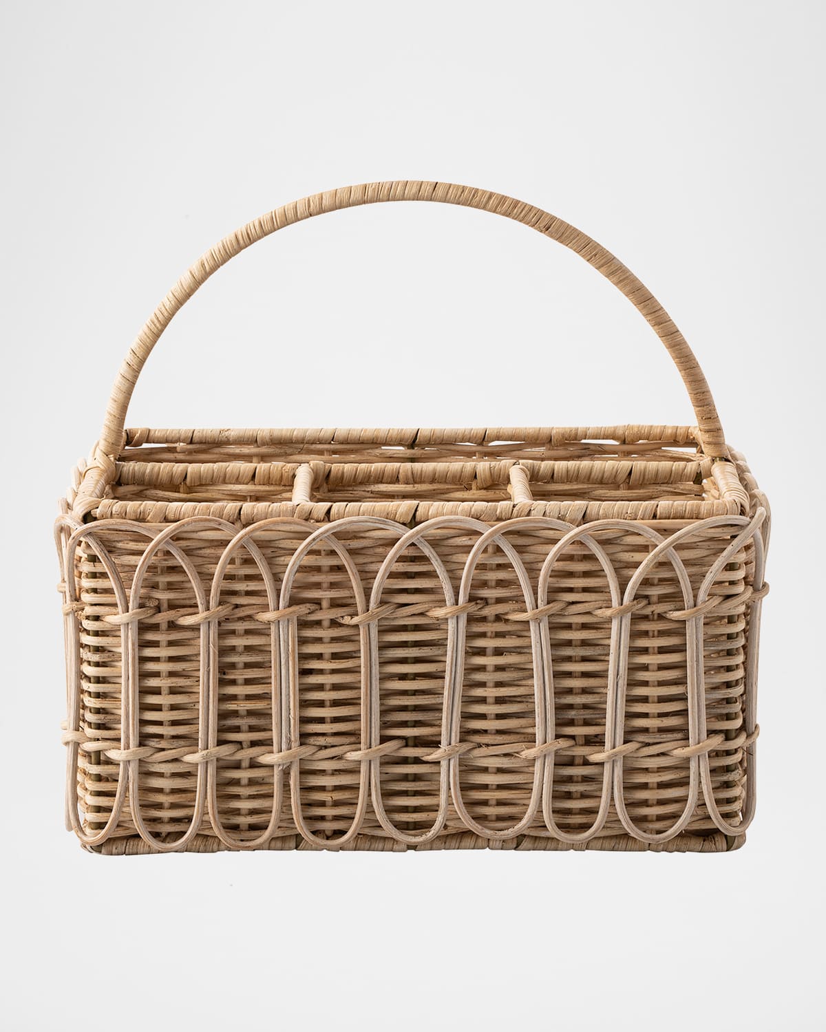 JULISKA PROVENCE RATTAN SILVERWARE CADDY - WHITEWASH 