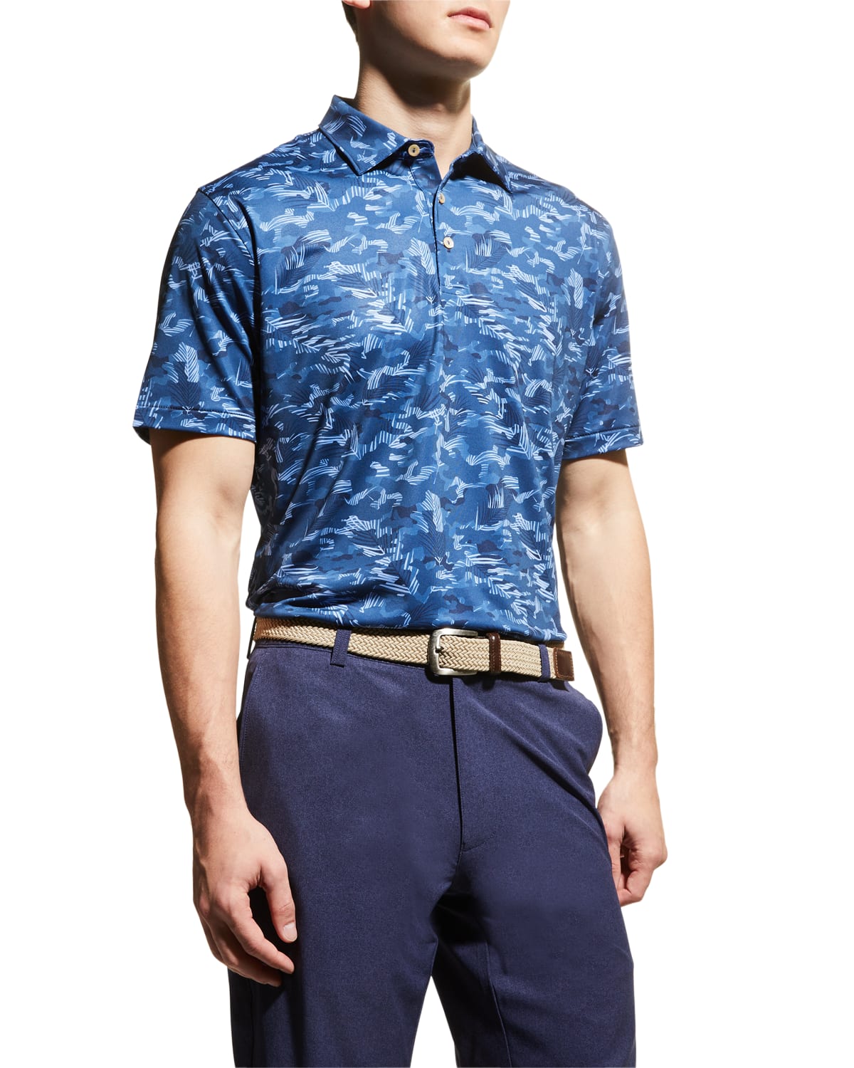 Peter Millar Men's Tidal Tropical Camo Performance Jersey Polo Shirt