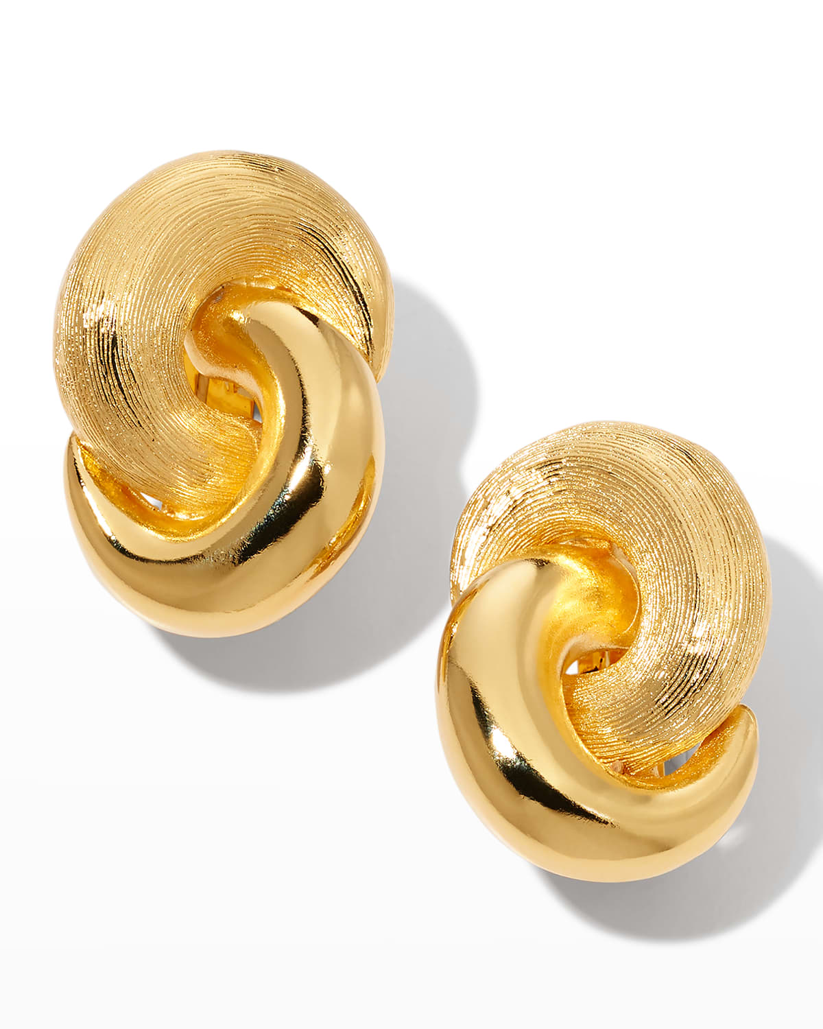 24k Gold Electroplate Circle Single Link Earrings