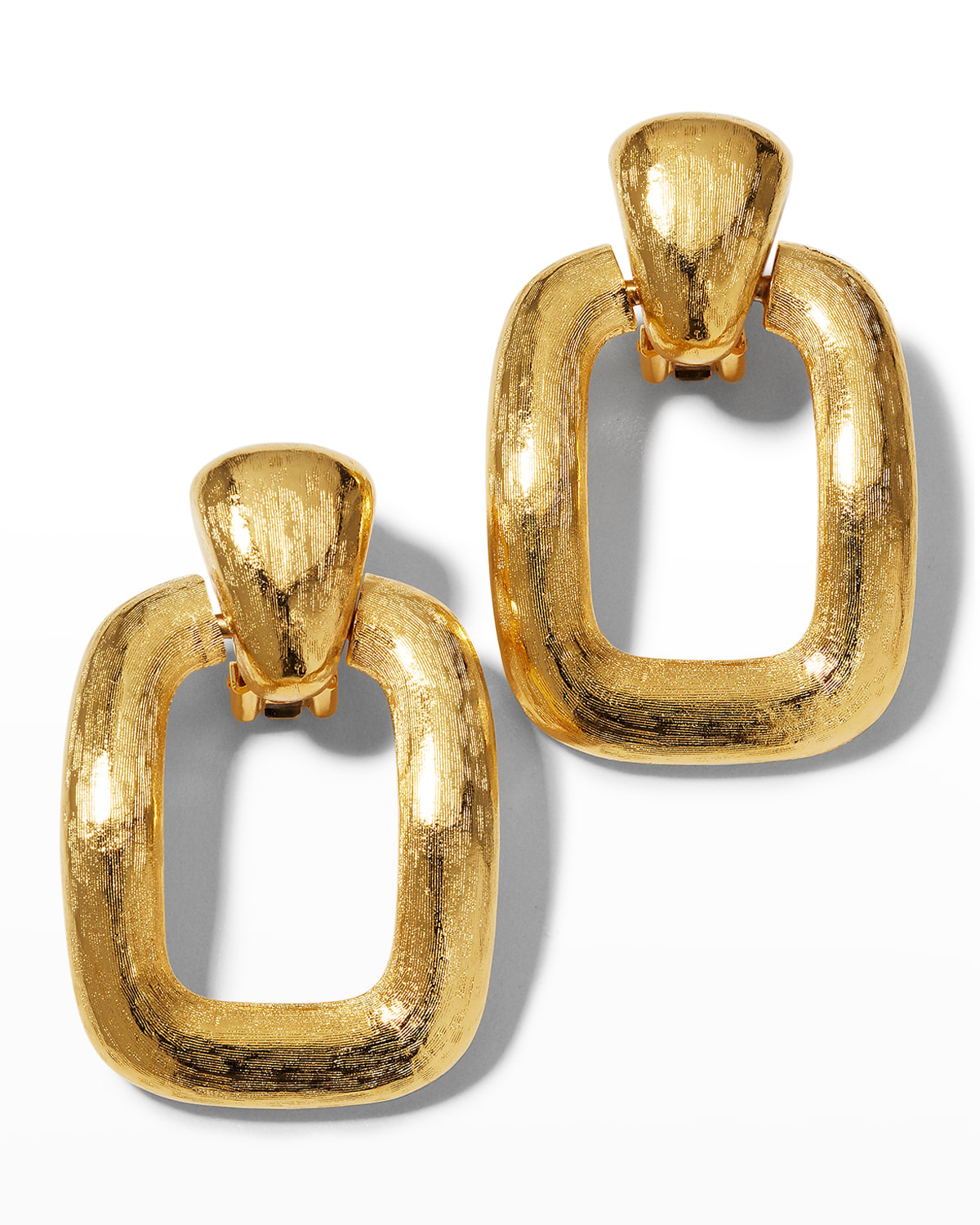 24k Gold Electroplate Rectangular Drop Earrings