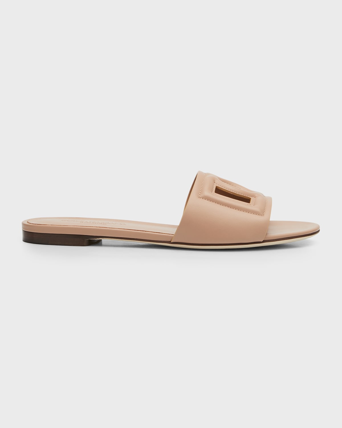 Dolce & Gabbana Cutout Dg Flat Slide Sandals In Powder