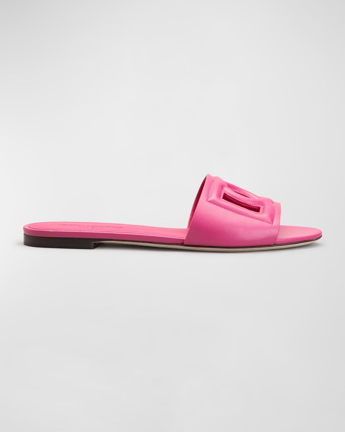 Shop Dolce & Gabbana Cutout Dg Flat Slide Sandals In Red