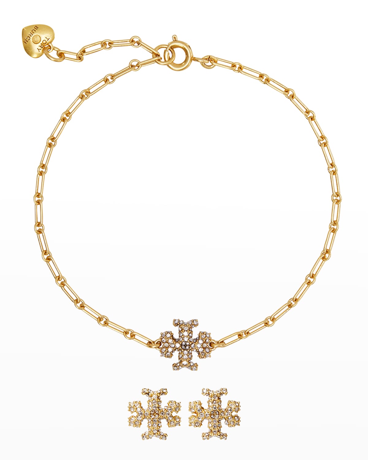 Tory Burch Roxanne Chain Bracelet And Stud Earrings Set In Gold | ModeSens