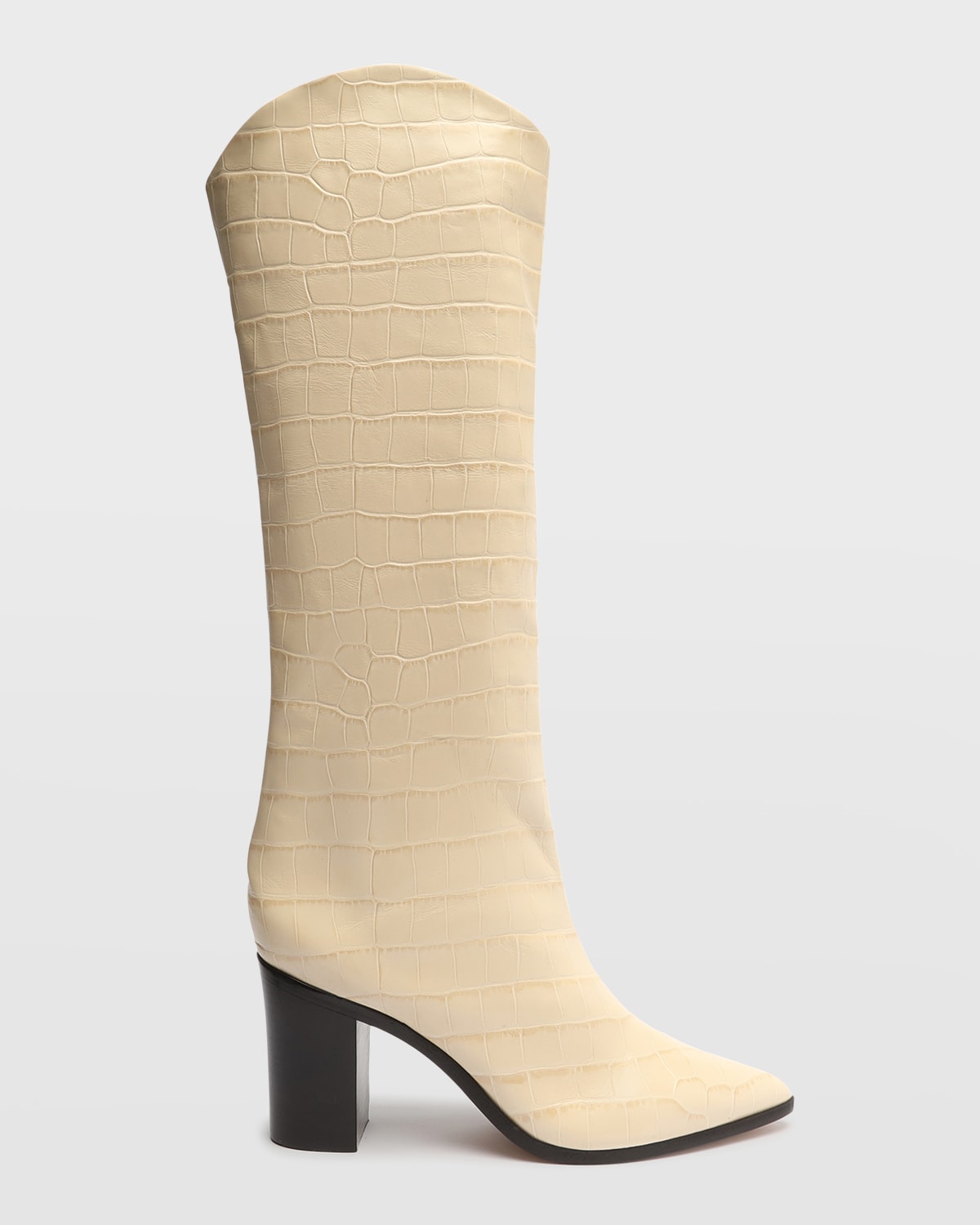 Analeah Croc-Embossed Knee-High Boots