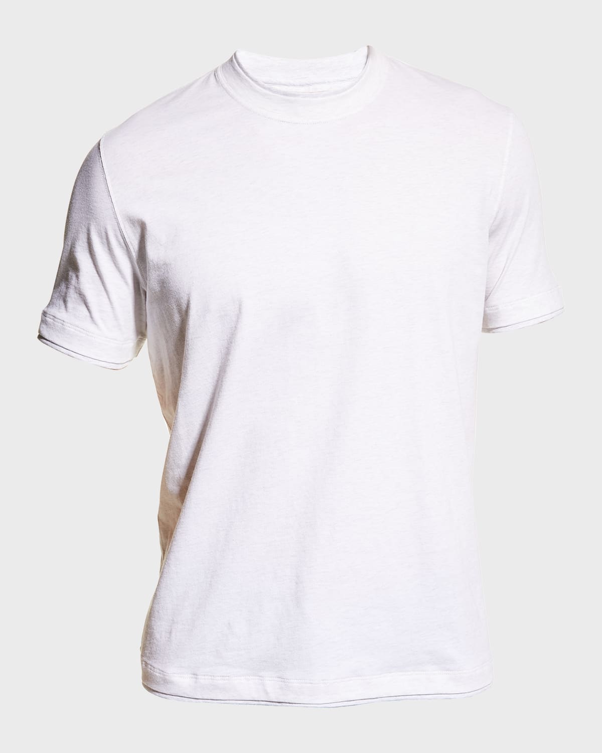 Brunello Cucinelli Cotton Jersey Slim Fit Crewneck T-shirt With "faux Layering" In Marble