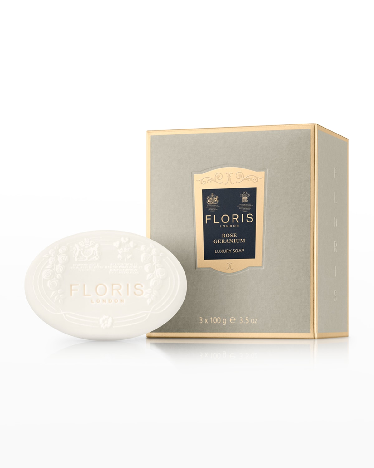 Floris London Rose Geranium Luxury Soap, 3 x 3.5 oz.