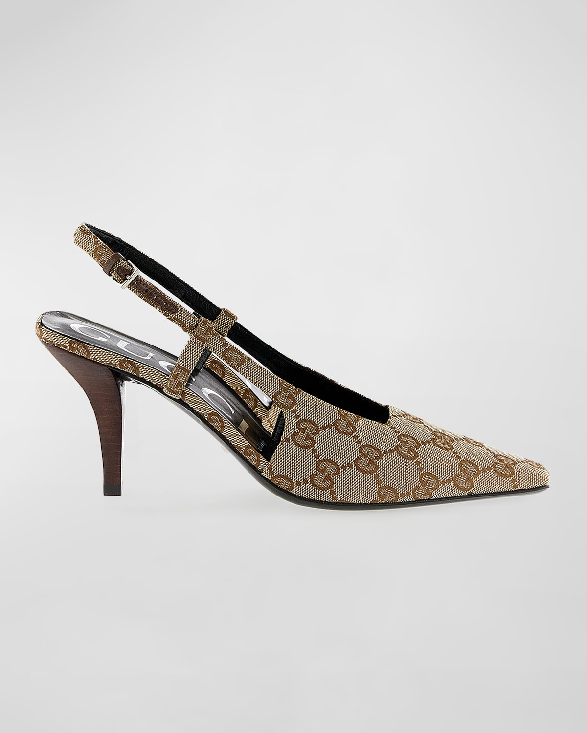 Shop Gucci Tom Gg Canvas Slingback Pumps In New Sandgg