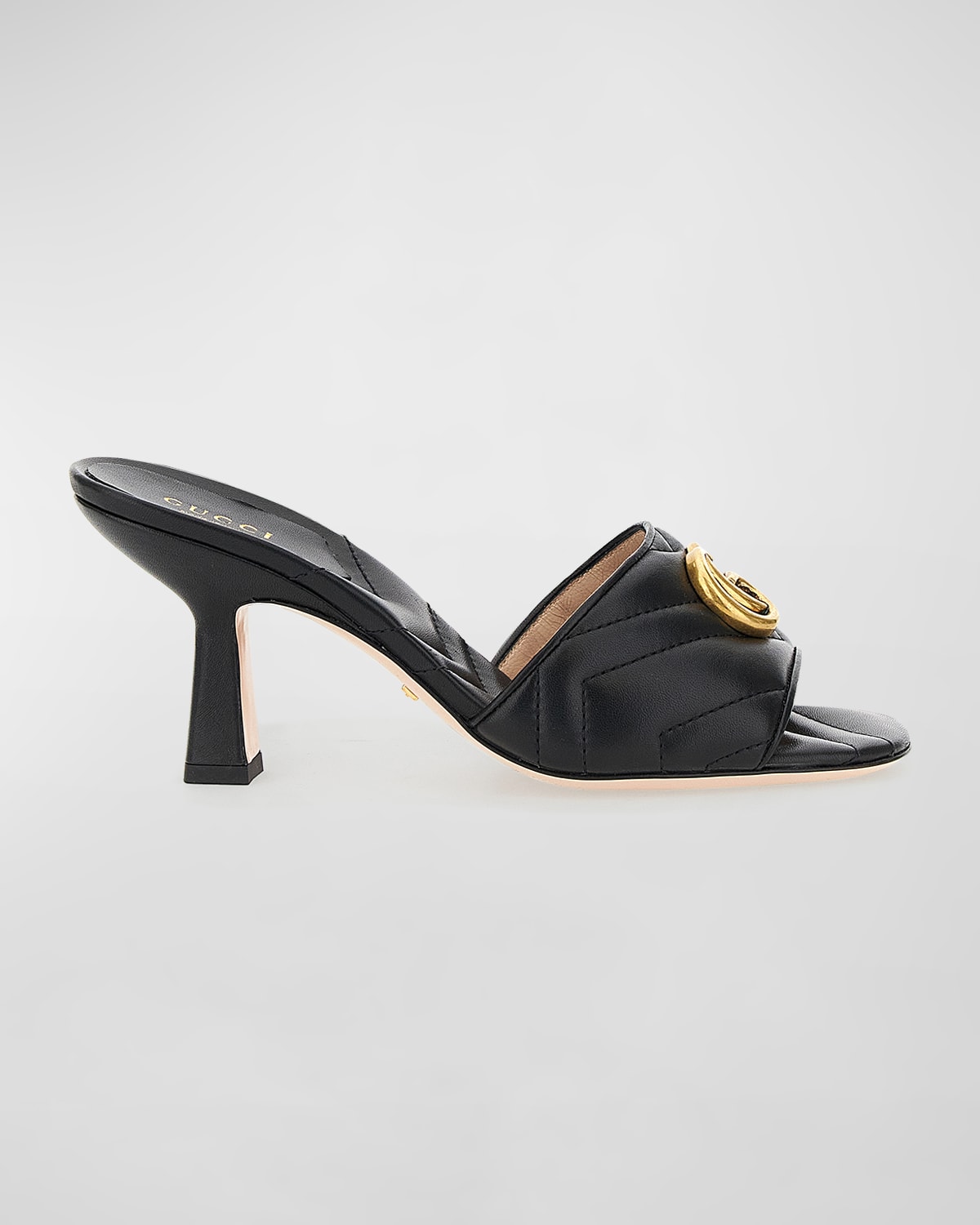 Shop Gucci Marmont Quilted Medallion Mule Sandals In Black
